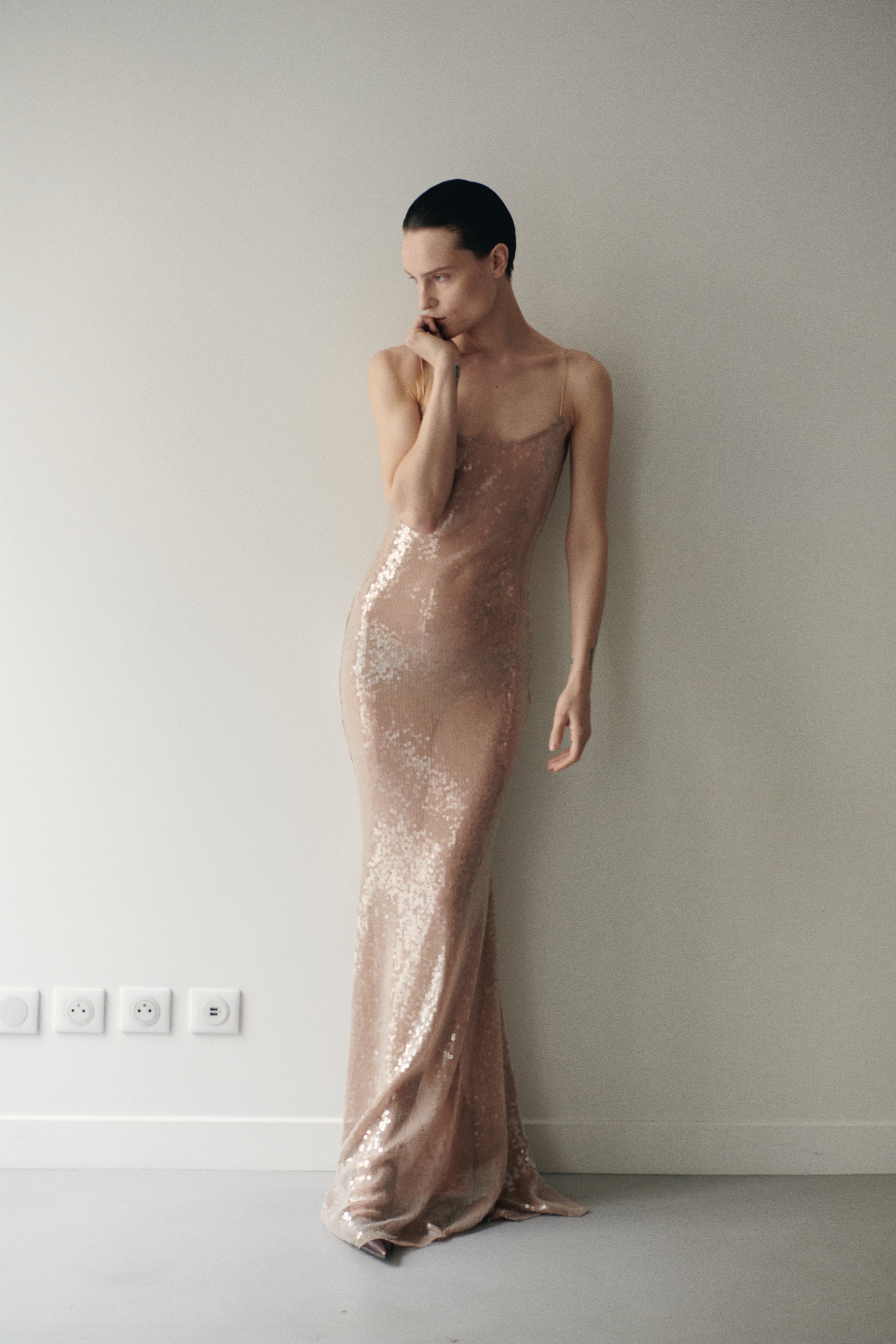 Nude sequin gown hotsell