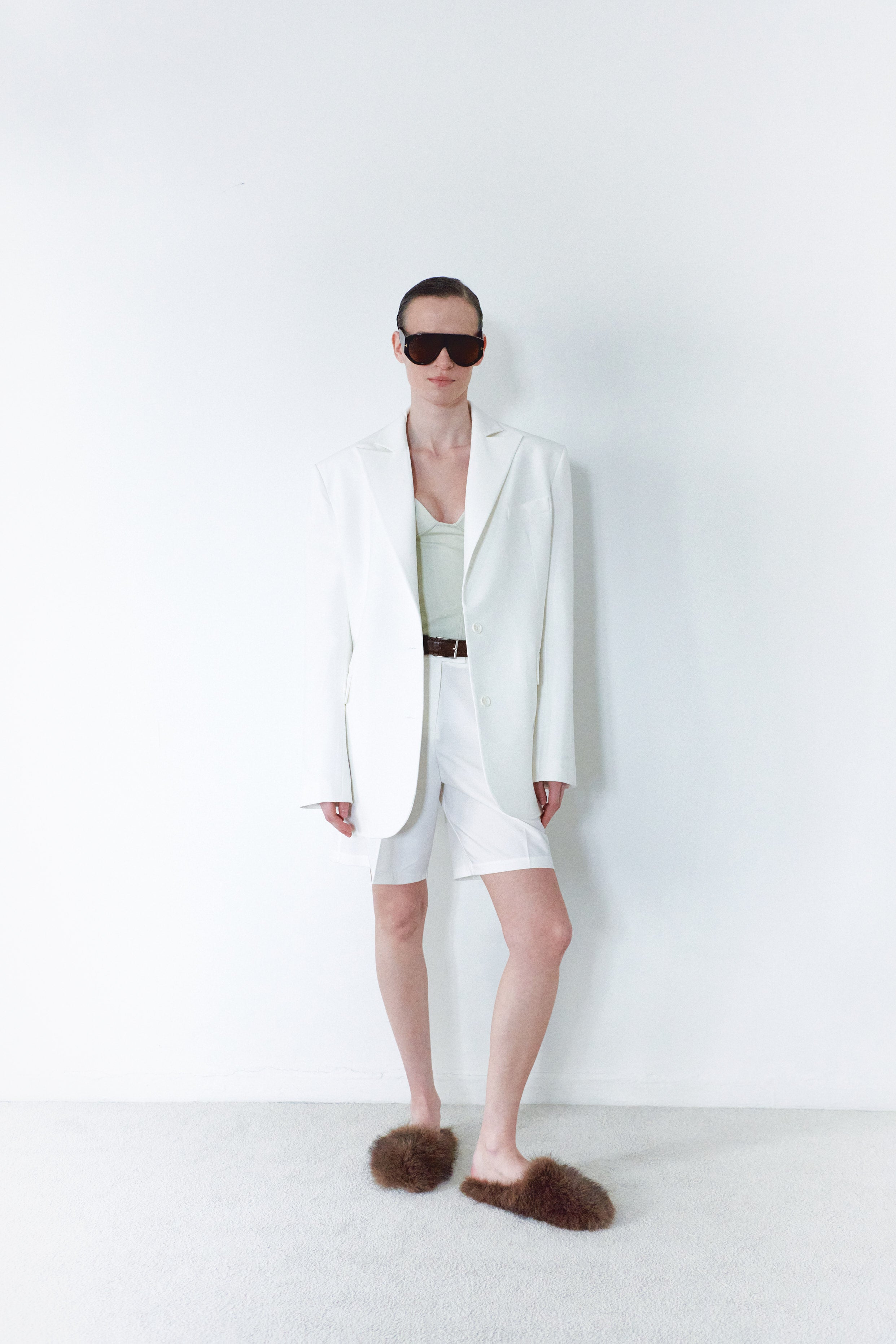 Beyaz Unisex Blazer Ceket