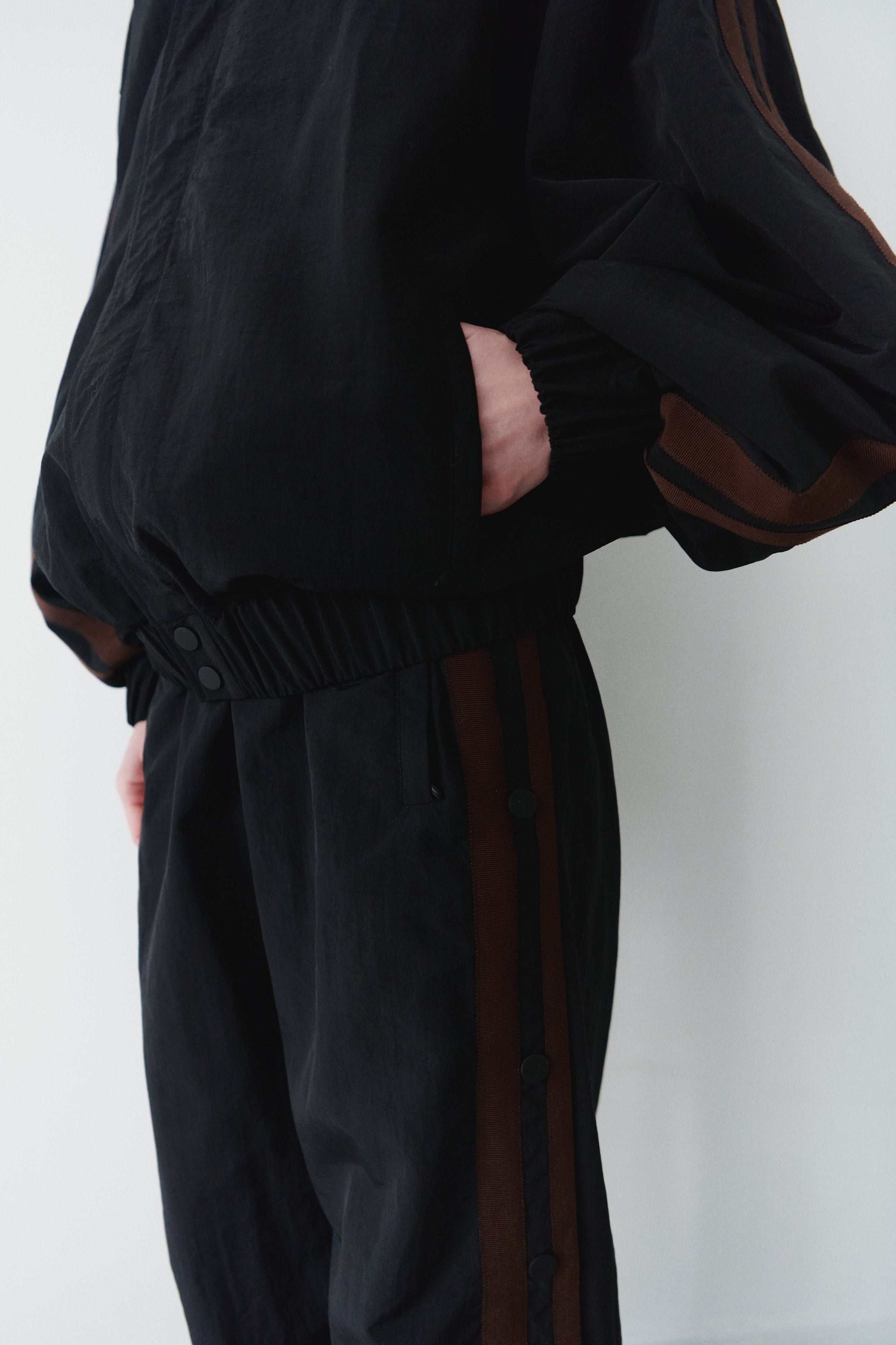 Water Resistant Parachute Bomber Jacket With Brown Stripes