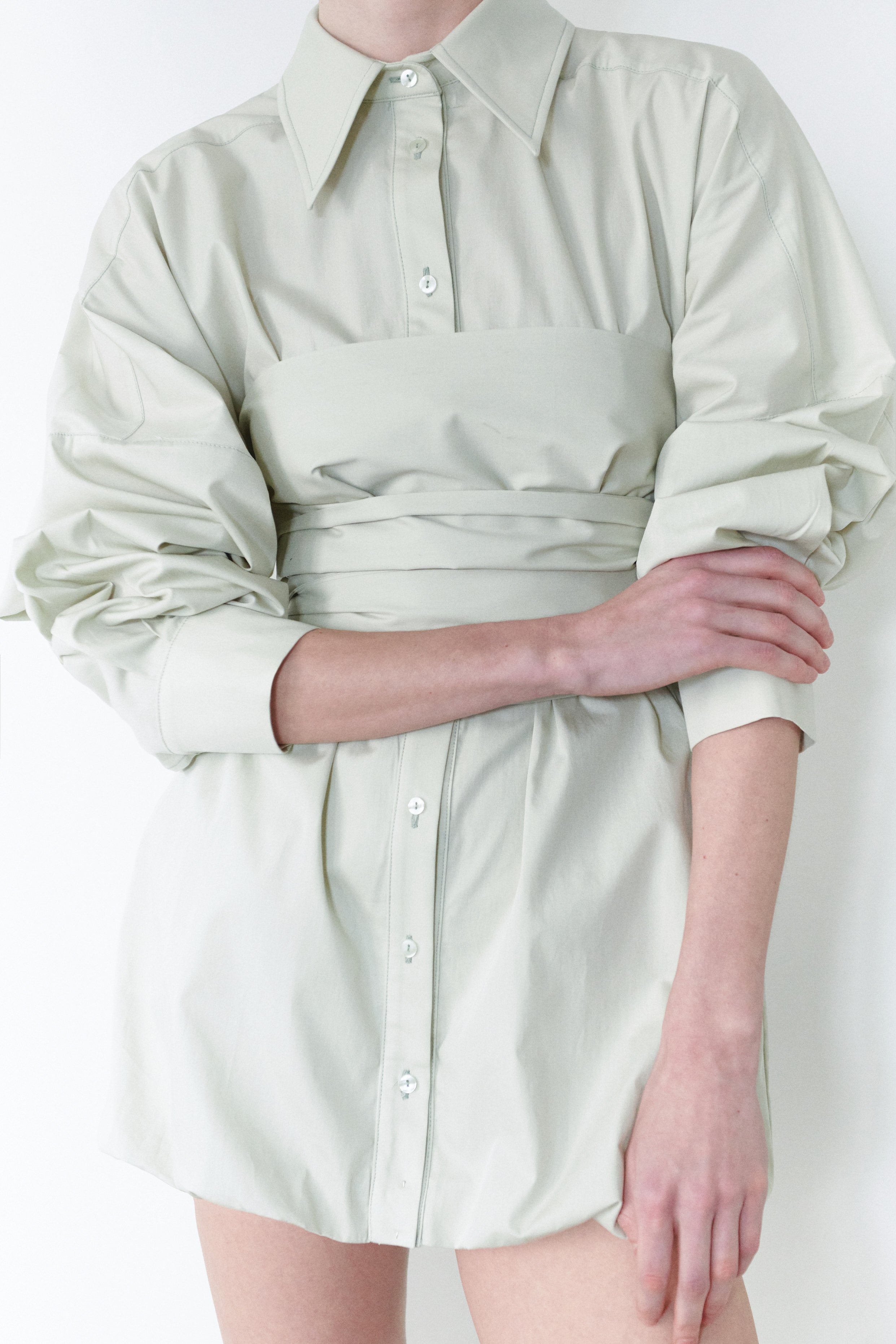 Sage Green Shirt Dress With Belt