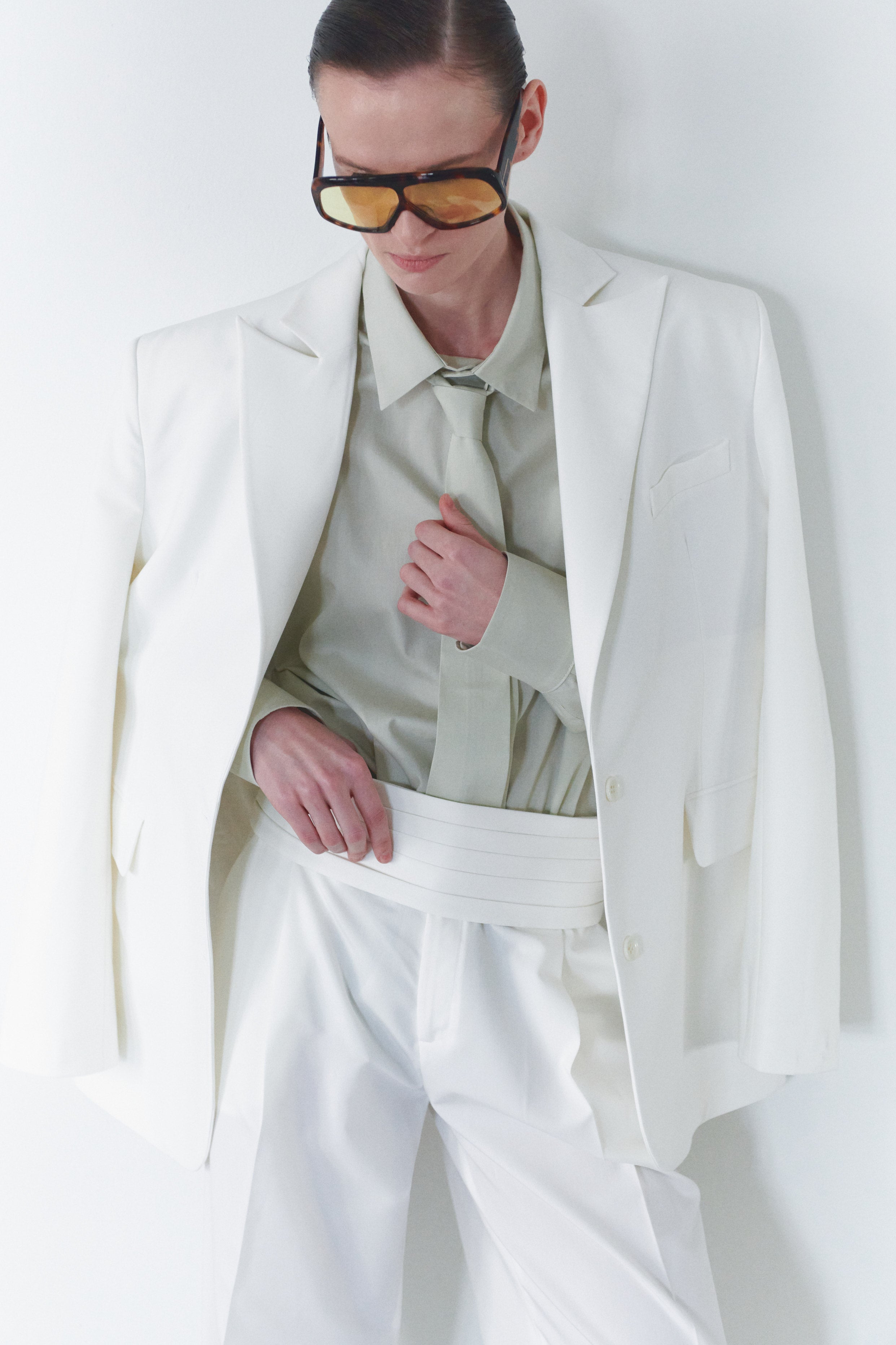 Beyaz Unisex Blazer Ceket