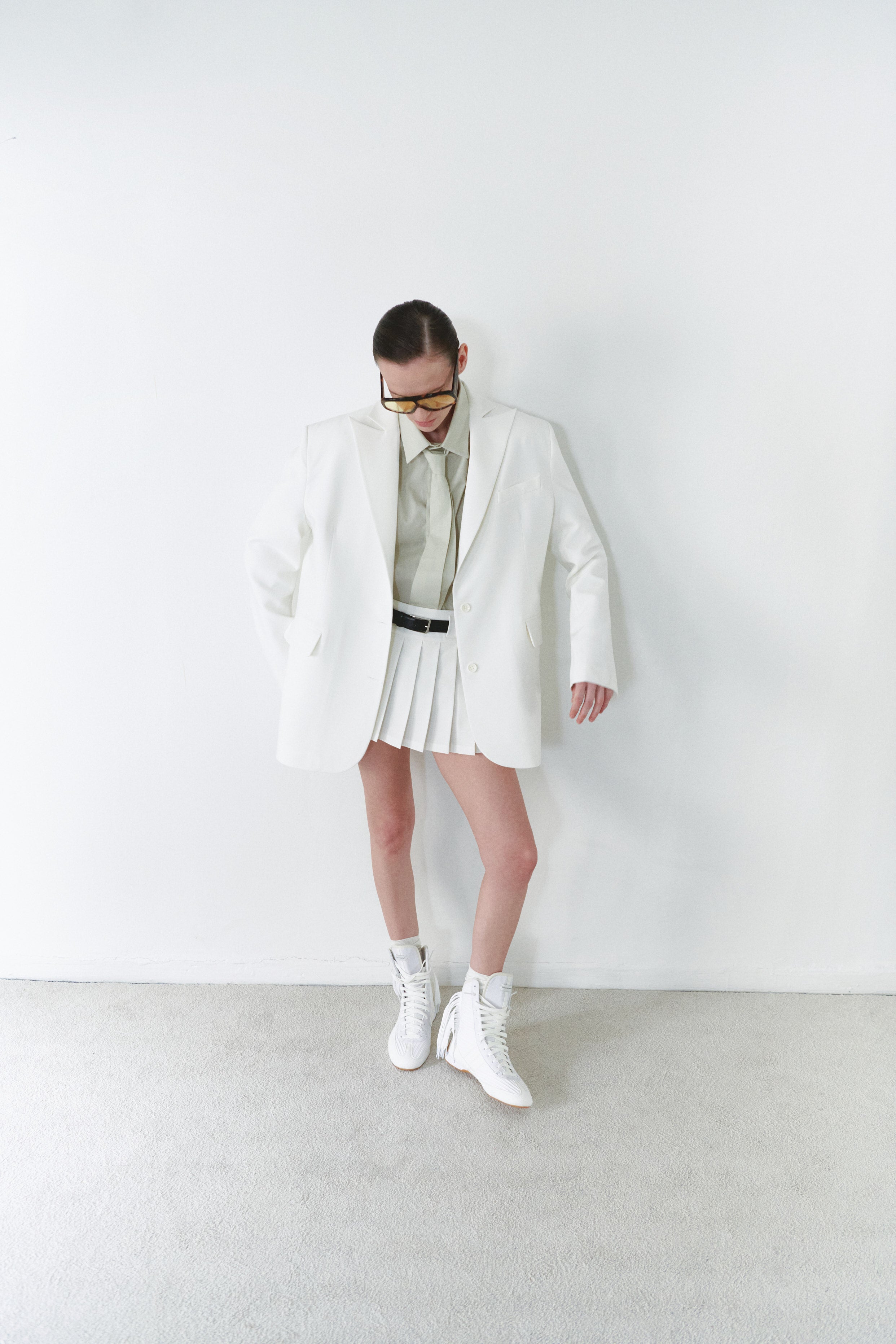 Beyaz Unisex Blazer Ceket