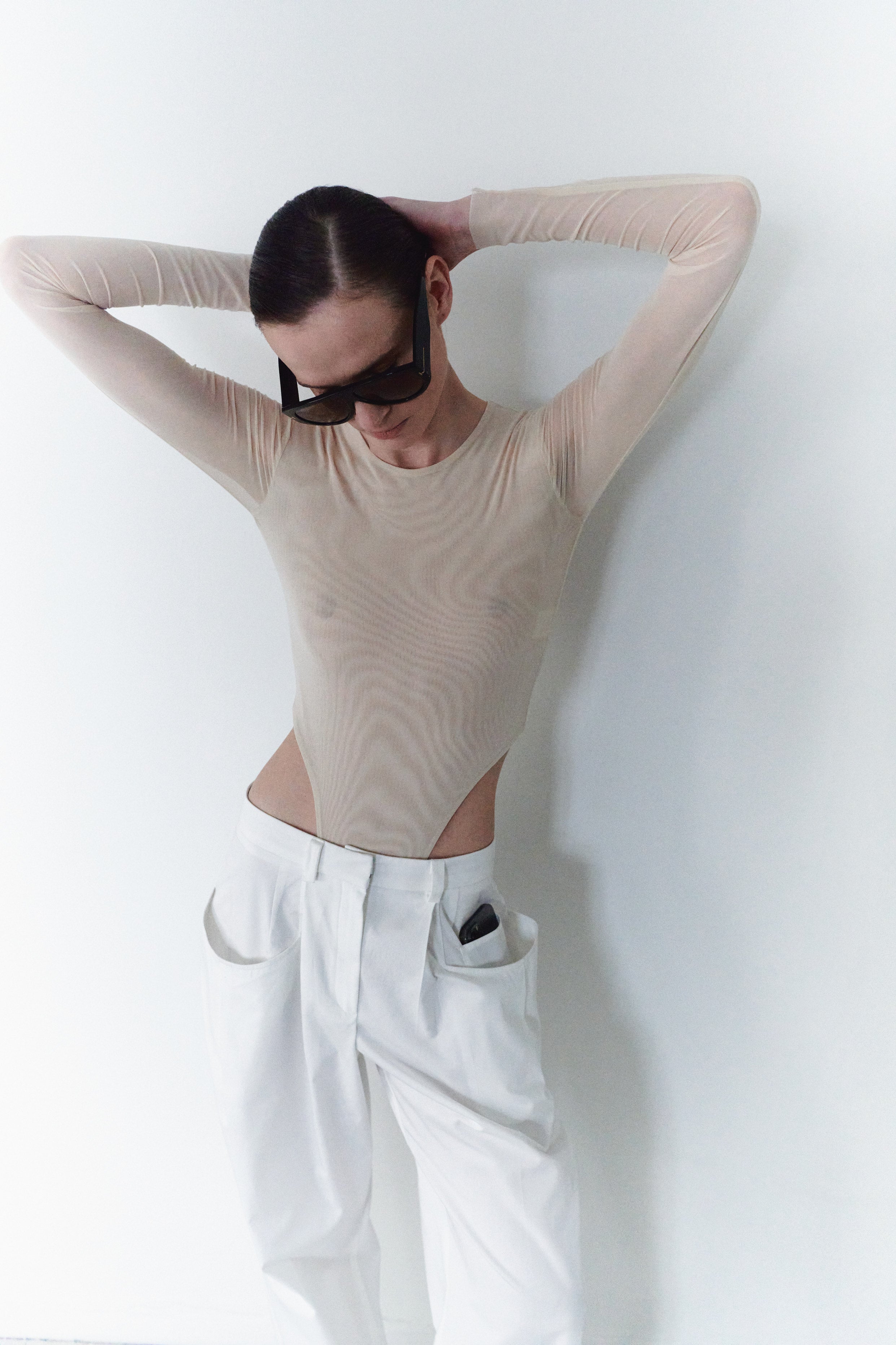 White Unisex Lightweight Gabardine Pants With Big Pockets