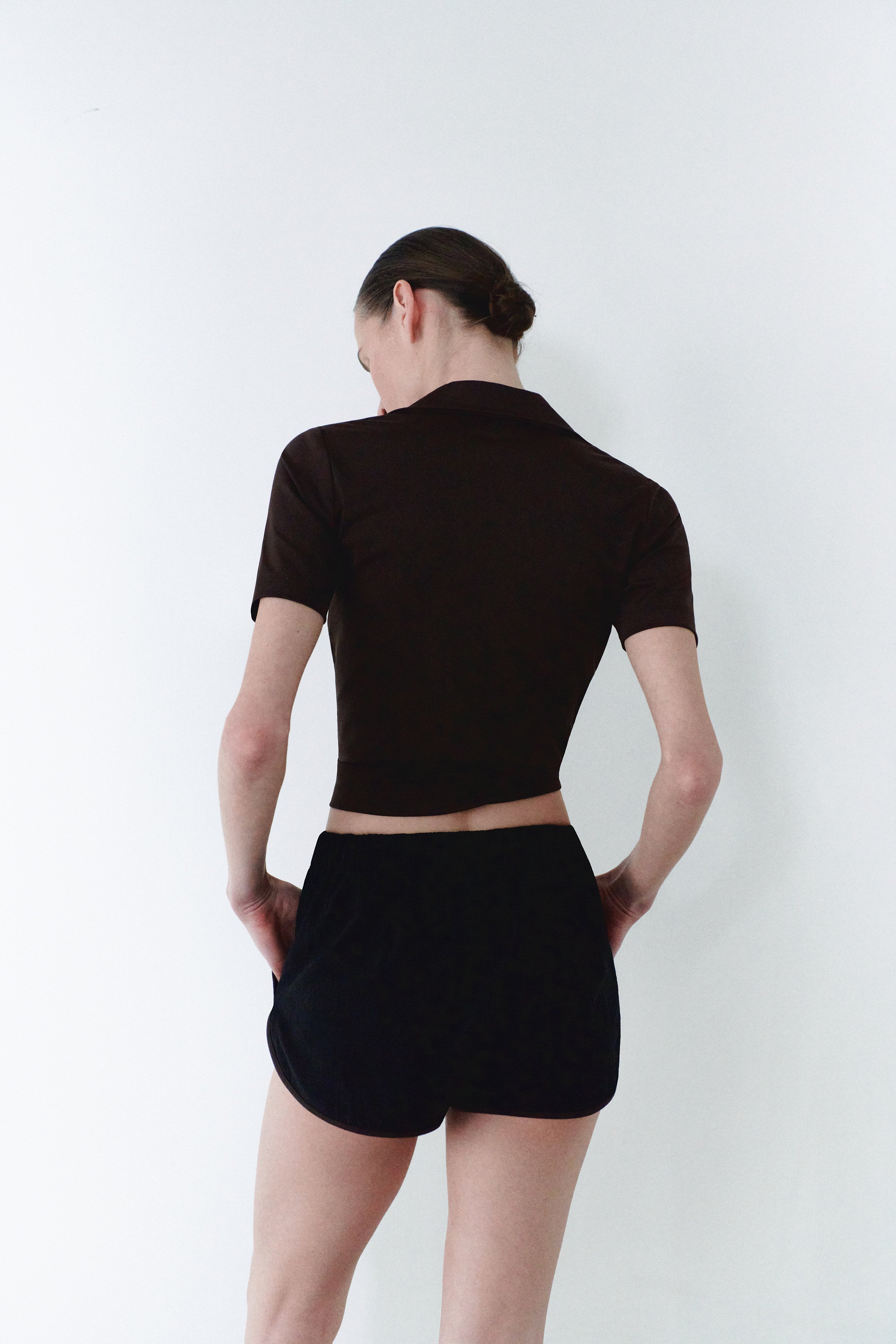 Fermuarlı Siyah Unisex Mini Şort
