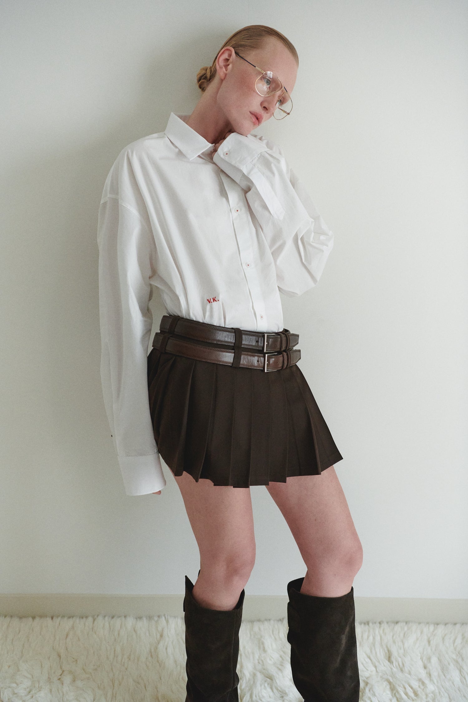 Beyaz Unisex Oversize Kravatlı Gömlek