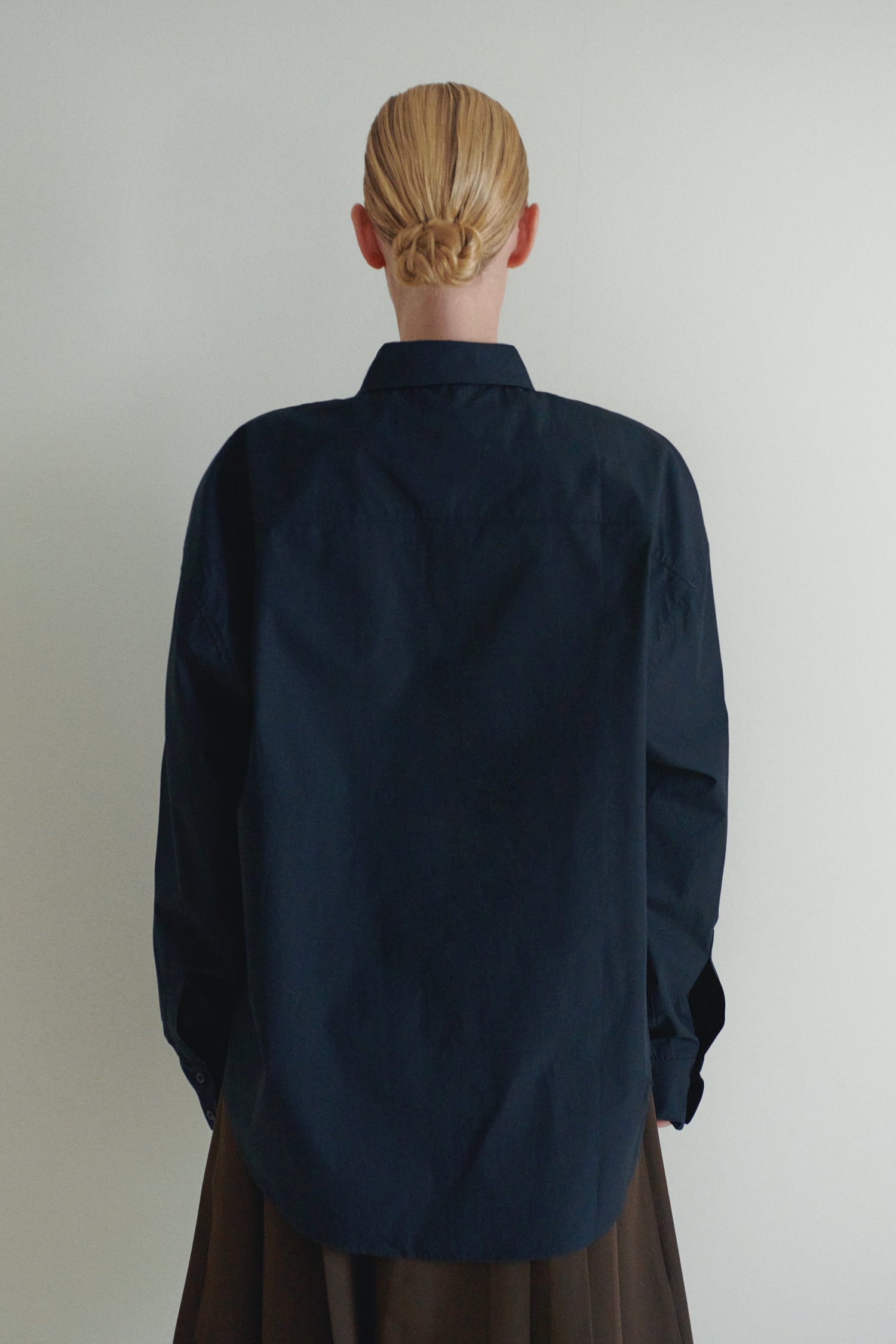 Lacivert Unisex Oversize Kravatlı Gömlek
