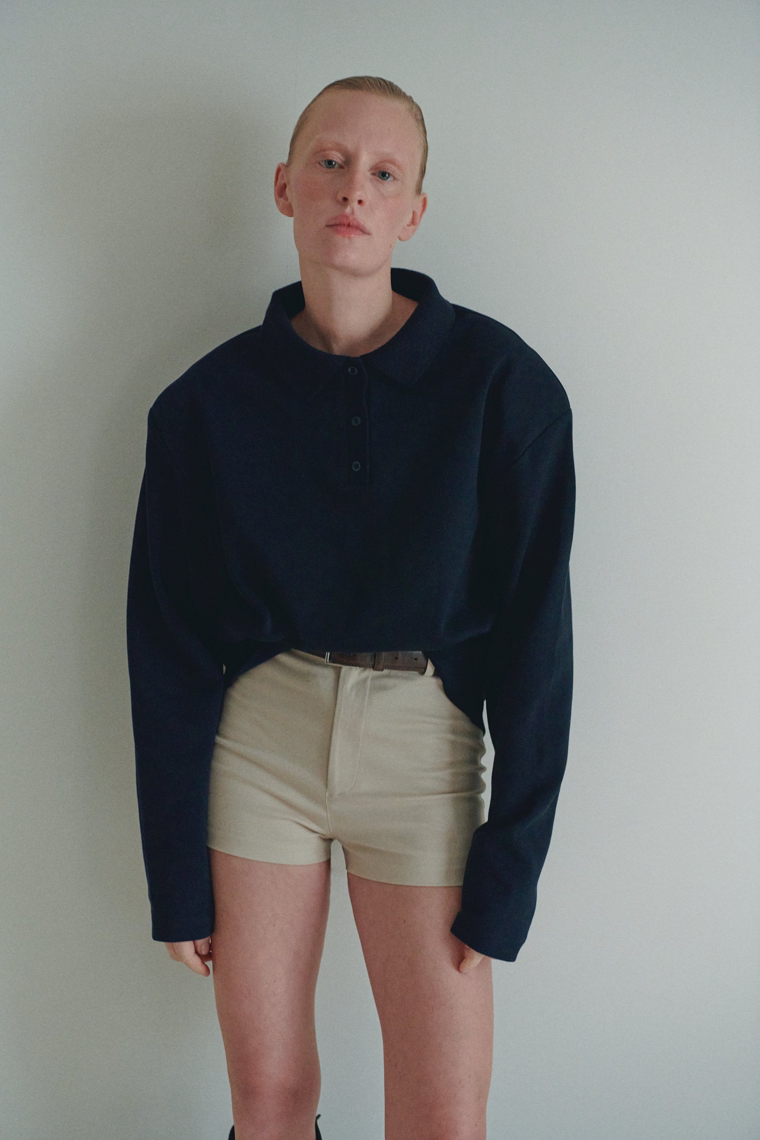 Lacivert Unisex Vatkalı Rahat Kesim Polo Yaka Tişört