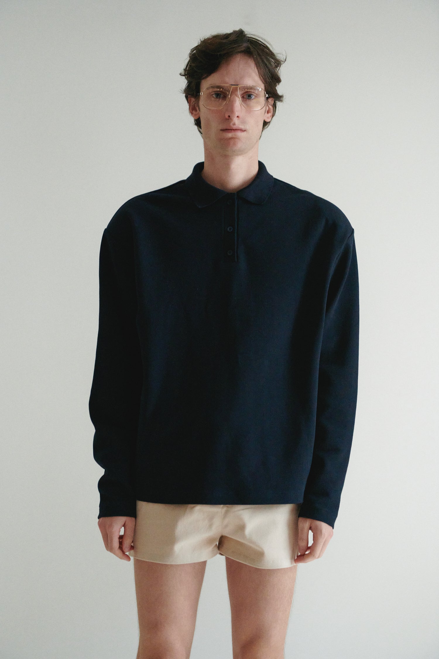 Navy Unisex Loose Fit Padded Polo Shirt
