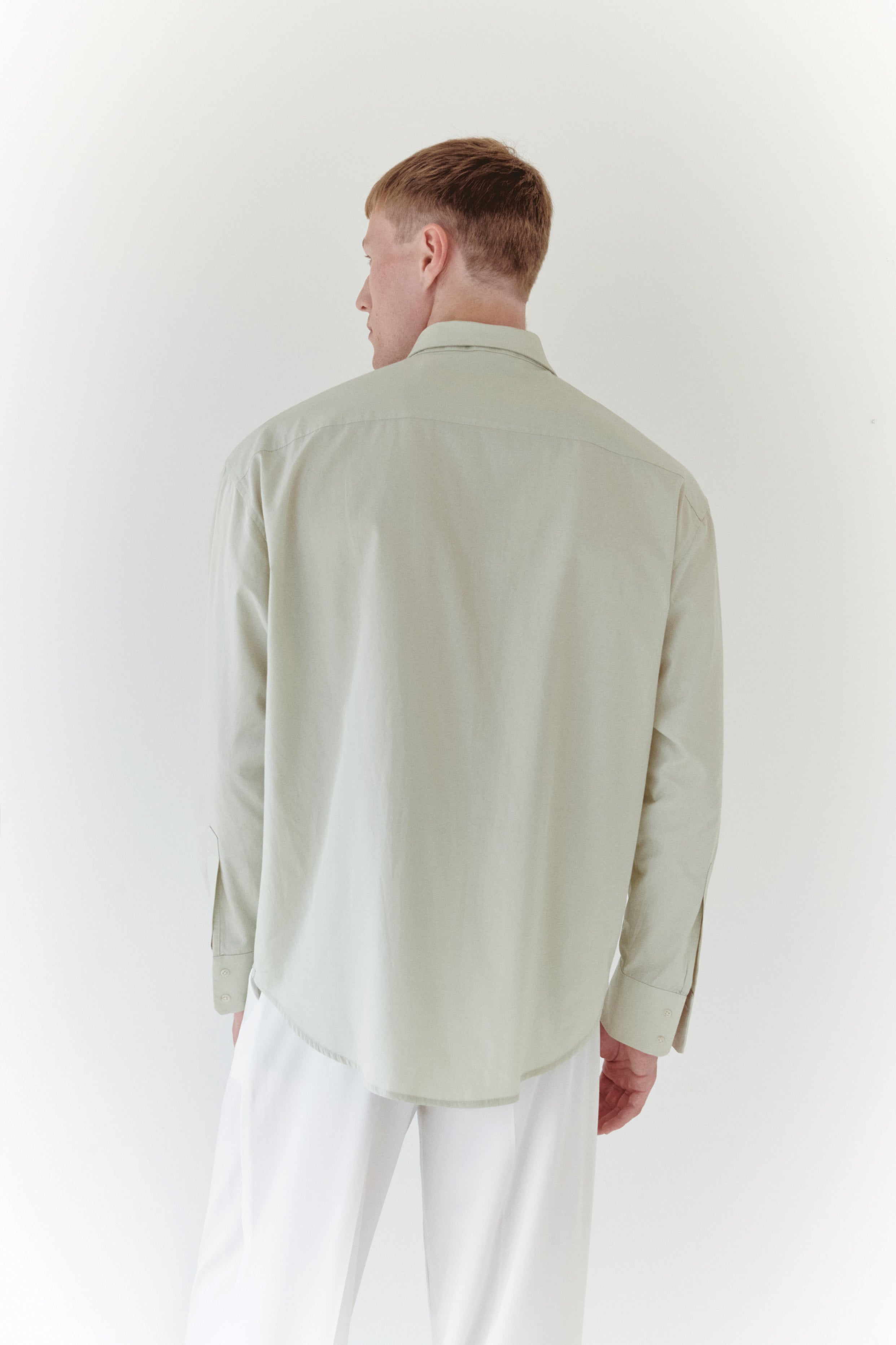 Sage Green Unisex Oversize Shirt With Tie