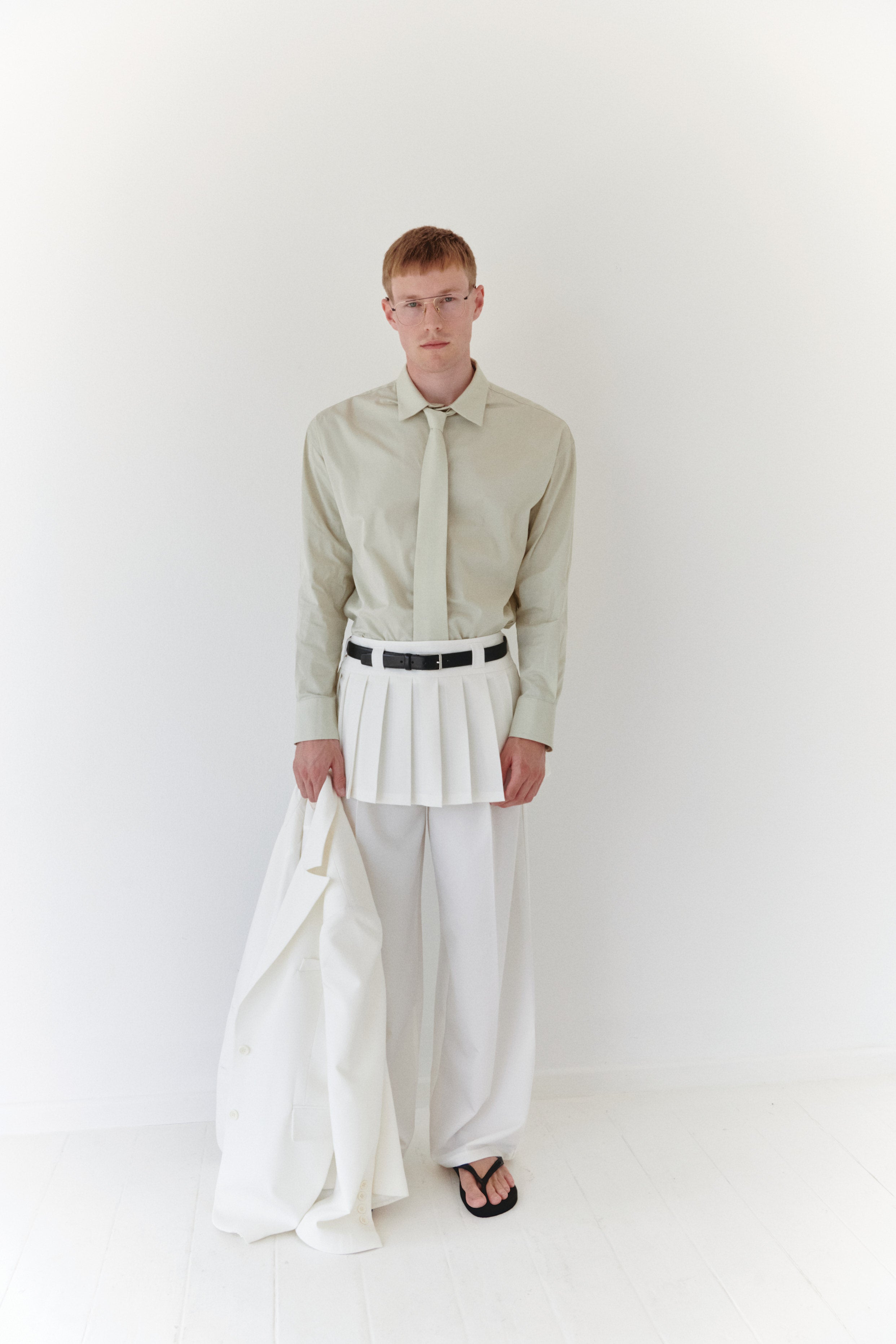 White Pleated Mini Skirt