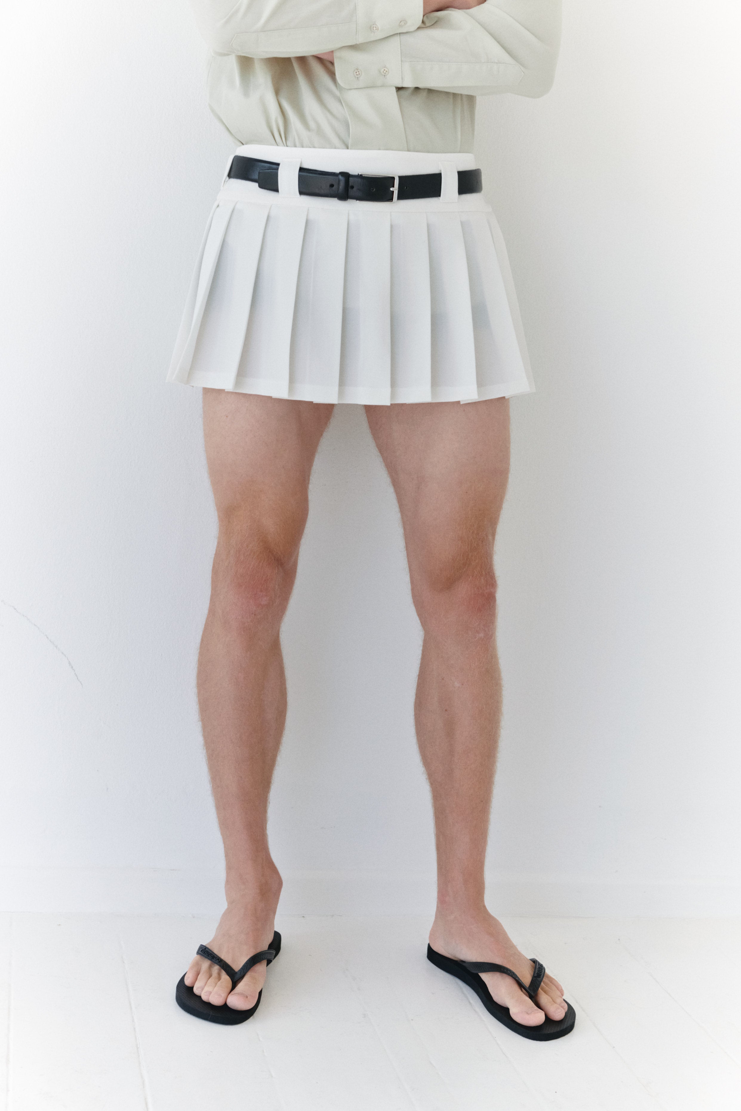 White Pleated Mini Skirt