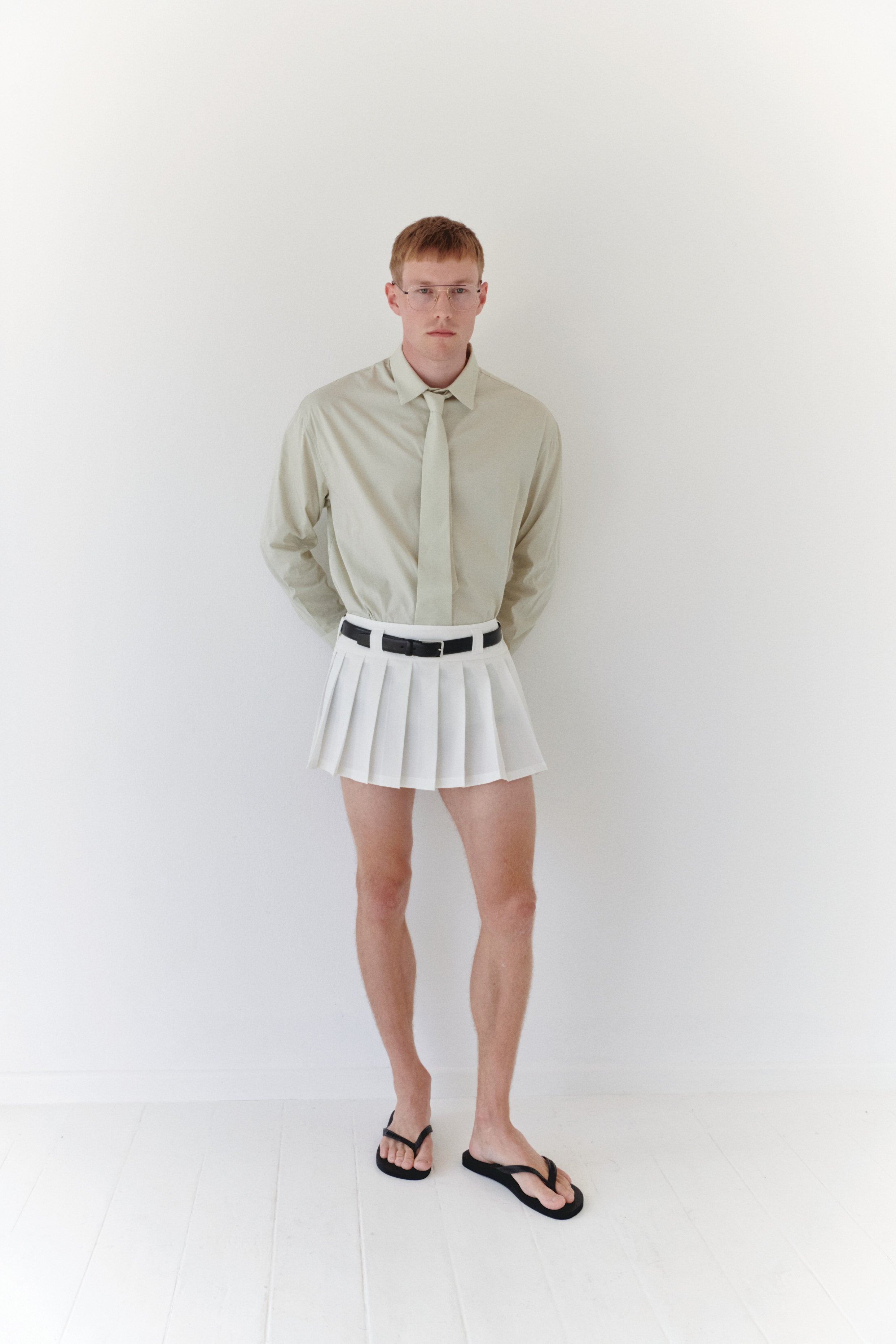 White Pleated Mini Skirt