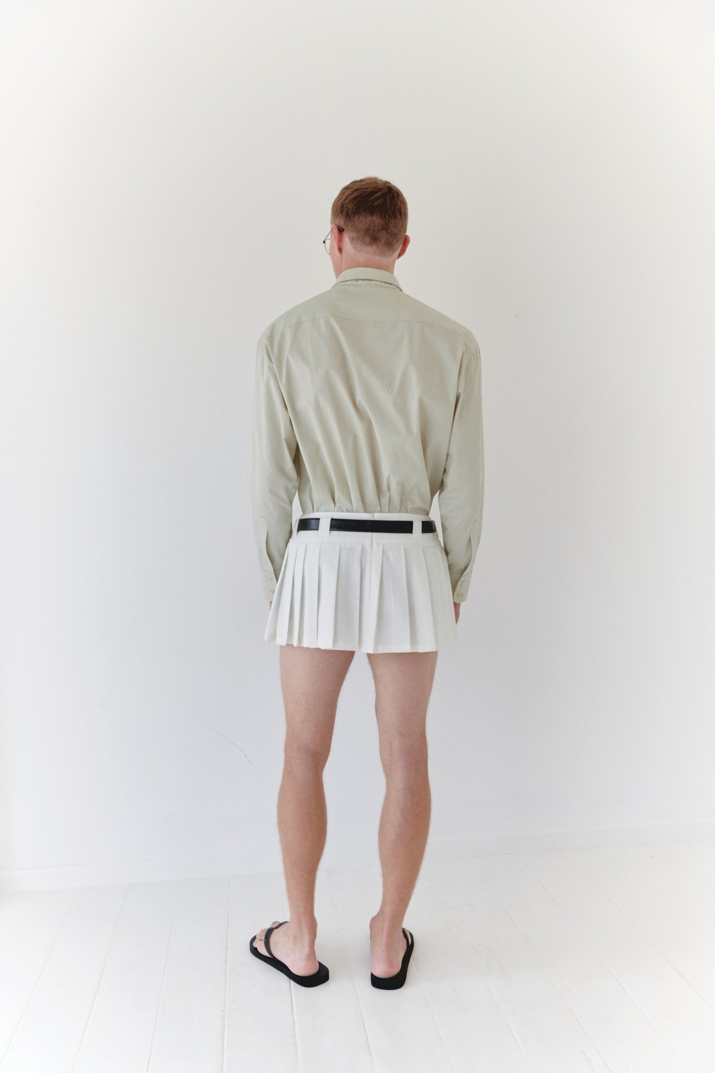 White Pleated Mini Skirt