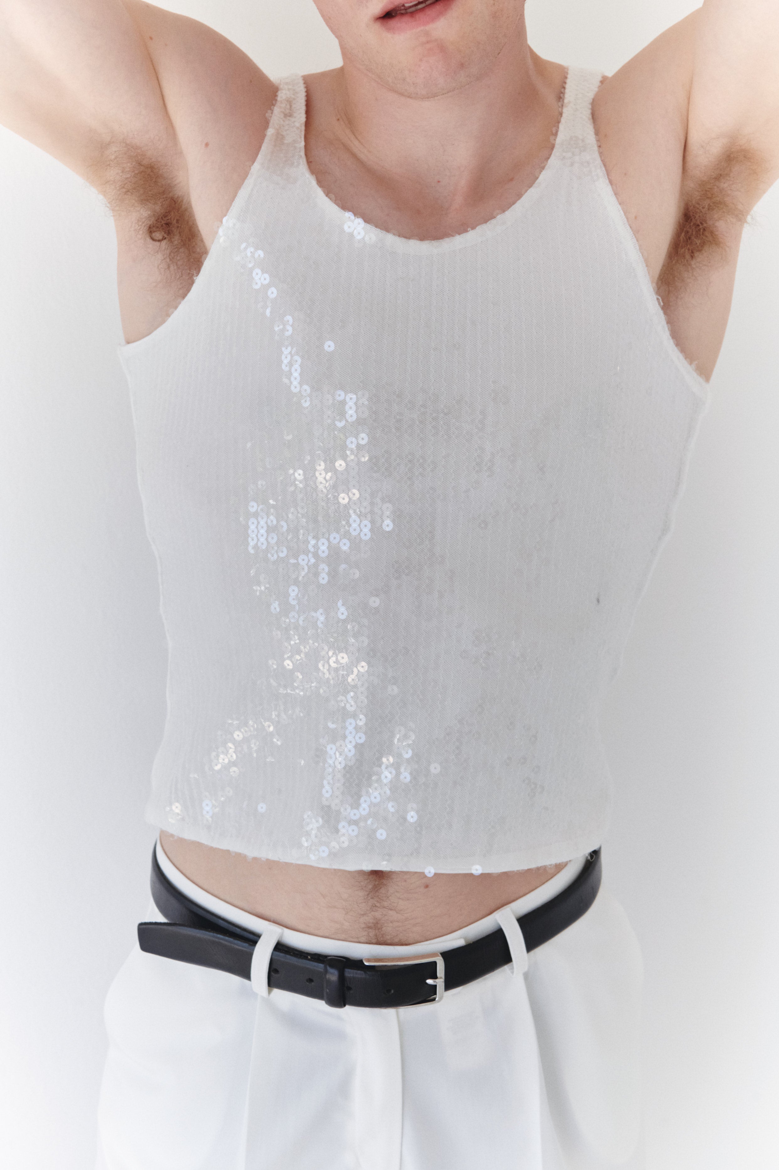 White Sequin Tank Top