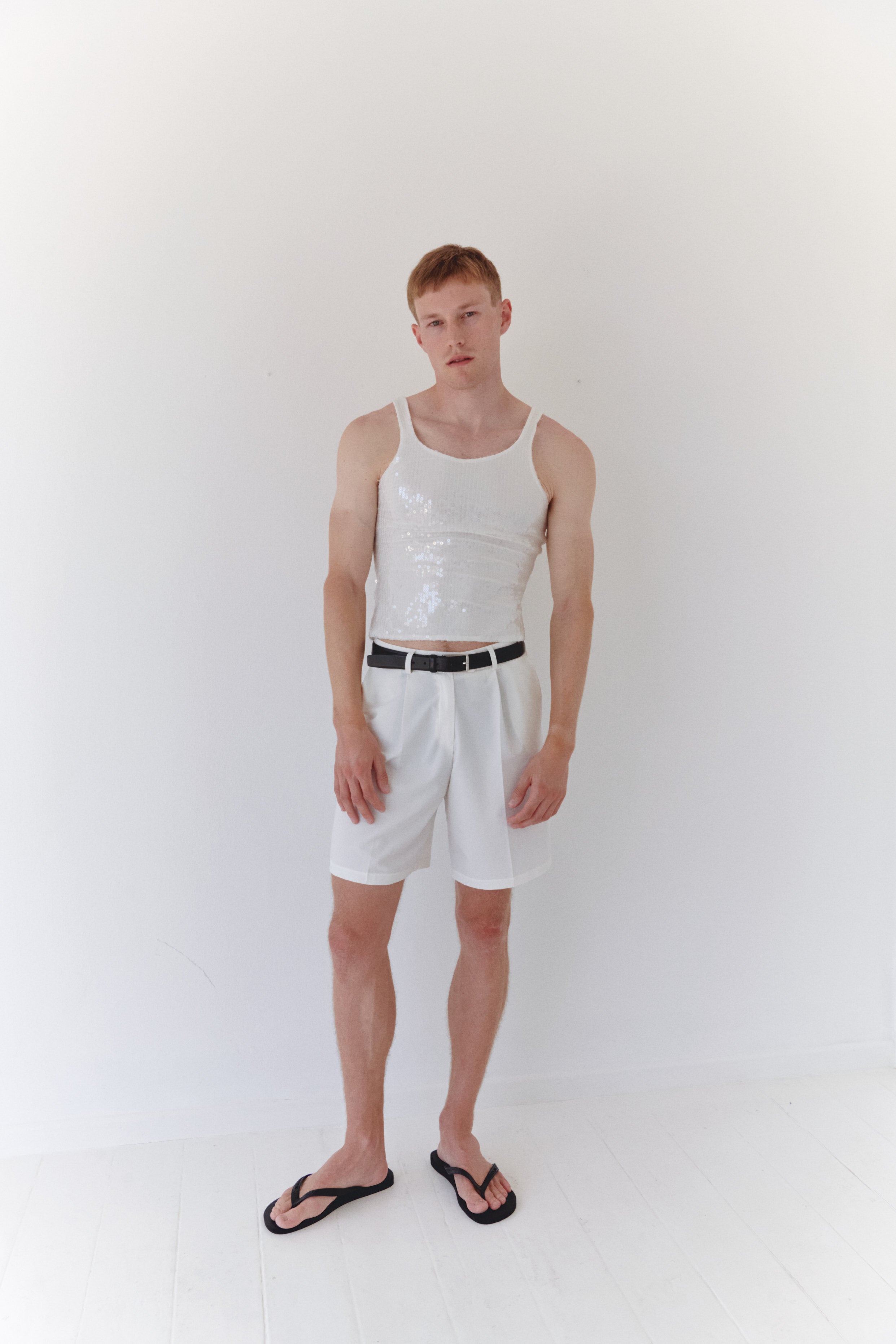 White Sequin Tank Top