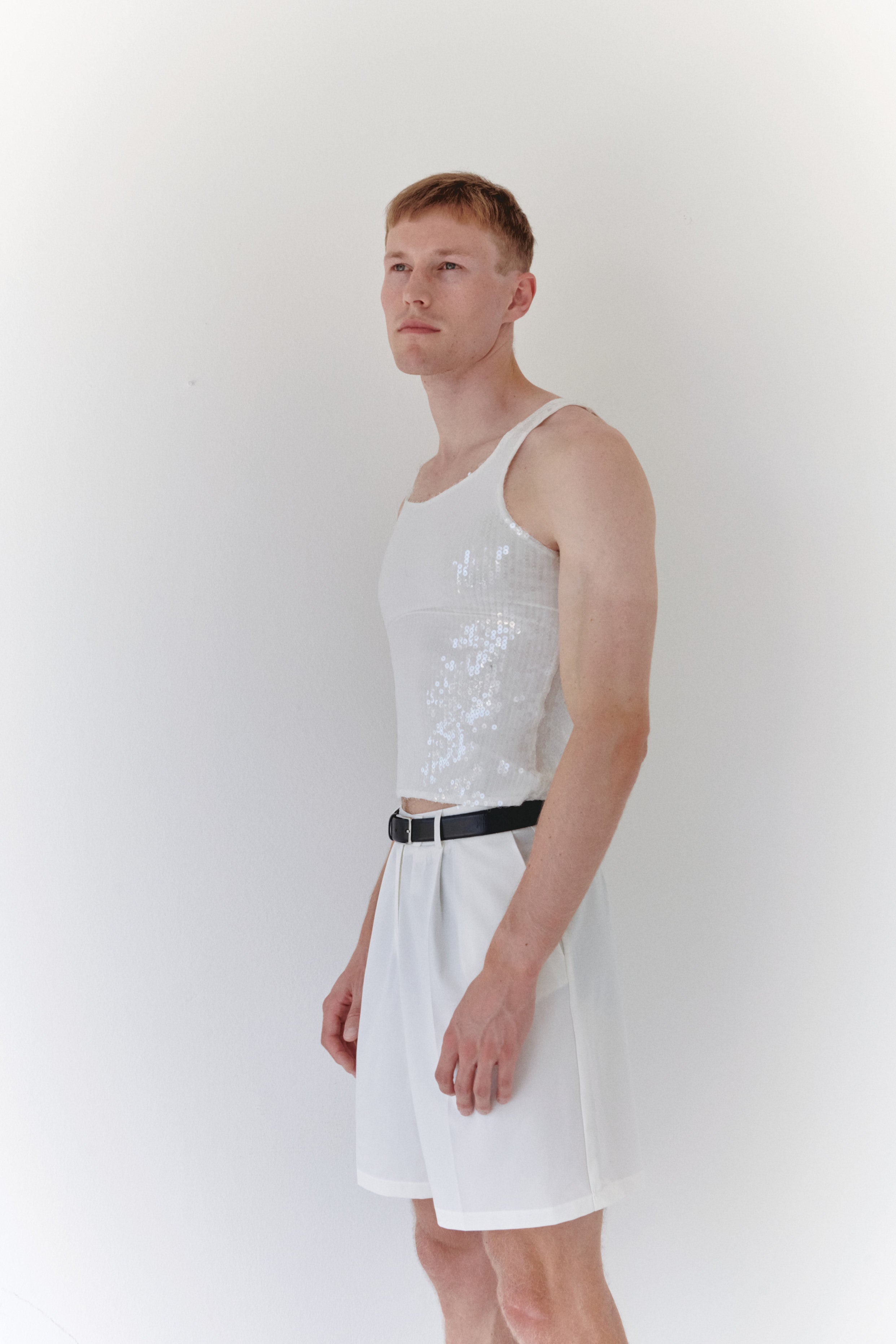 White Sequin Tank Top