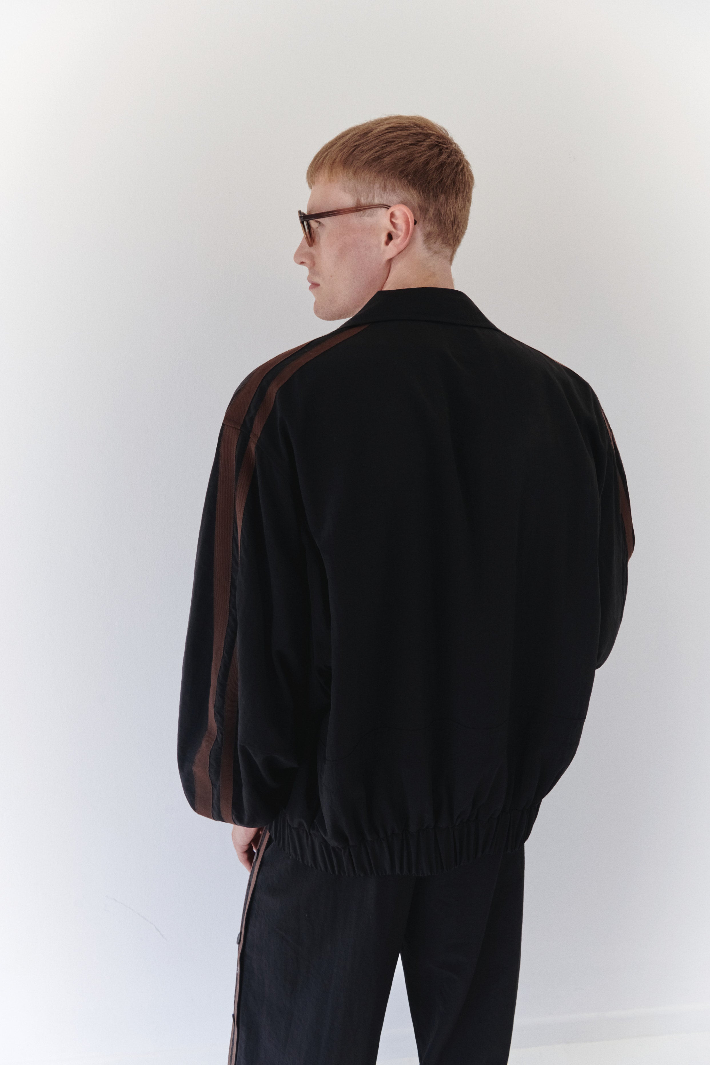 Water Resistant Parachute Bomber Jacket With Brown Stripes