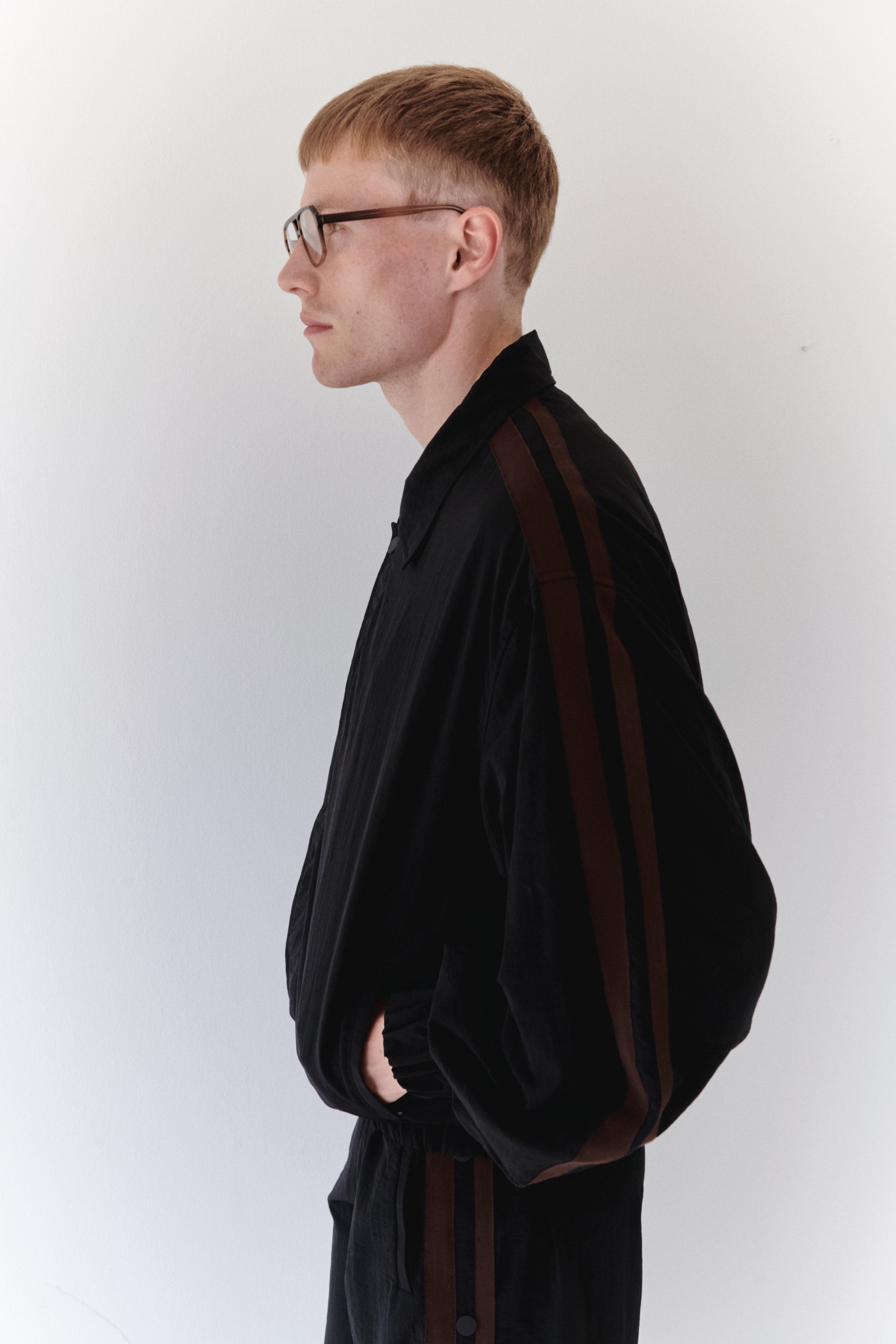 Water Resistant Parachute Bomber Jacket With Brown Stripes