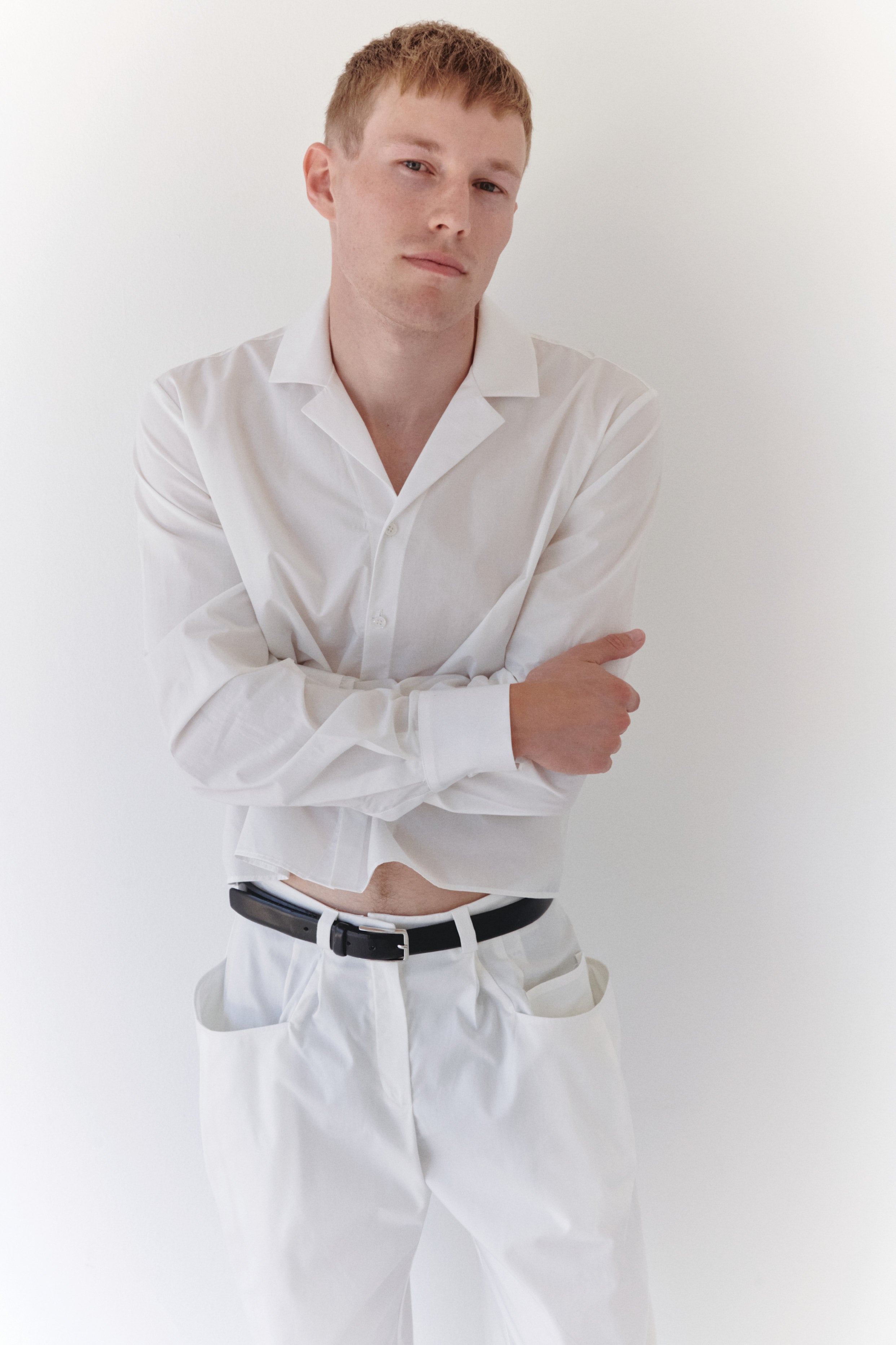 White Unisex Lightweight Gabardine Pants With Big Pockets