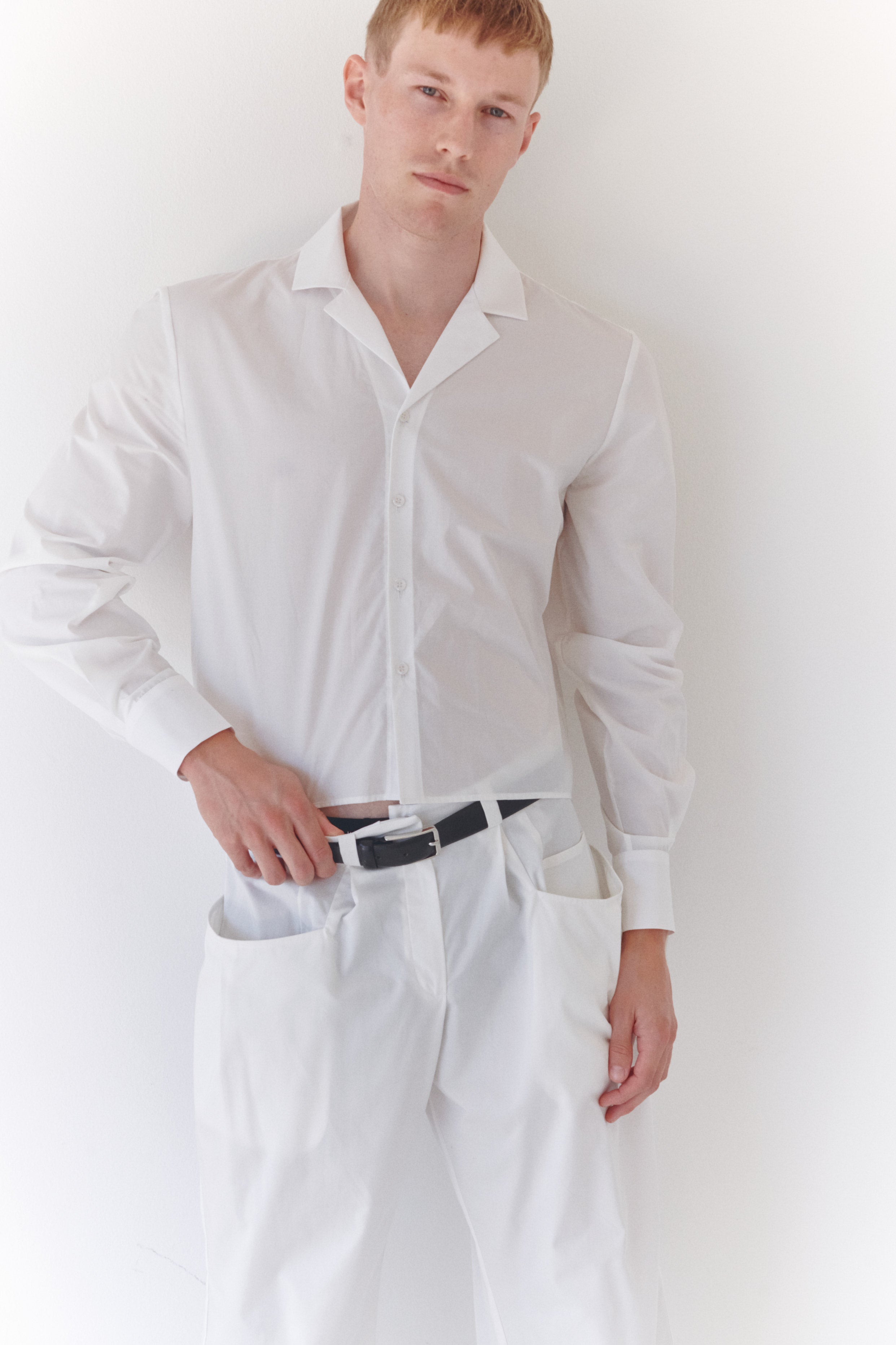 White Unisex Lightweight Gabardine Pants With Big Pockets