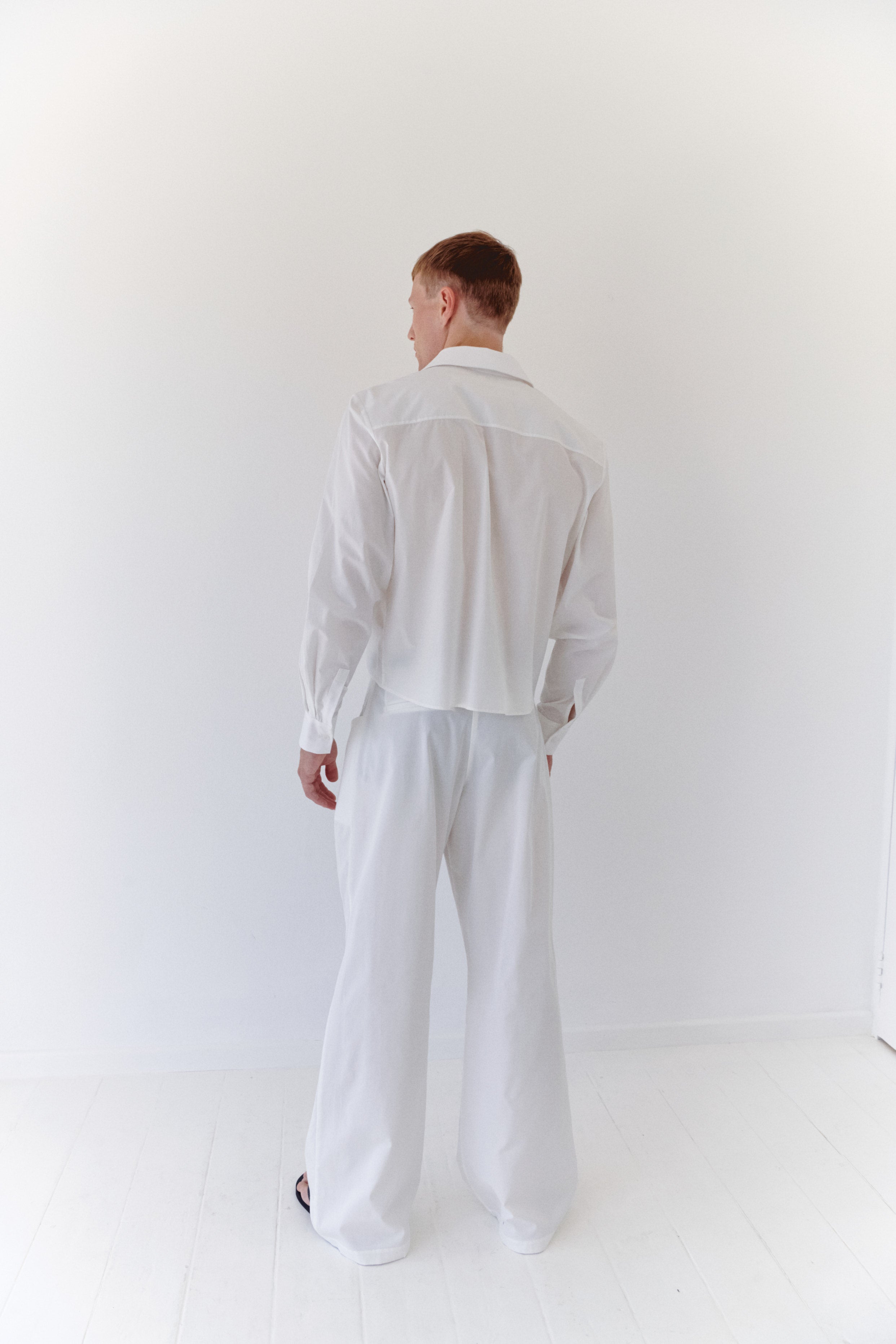 White Unisex Lightweight Gabardine Pants With Big Pockets