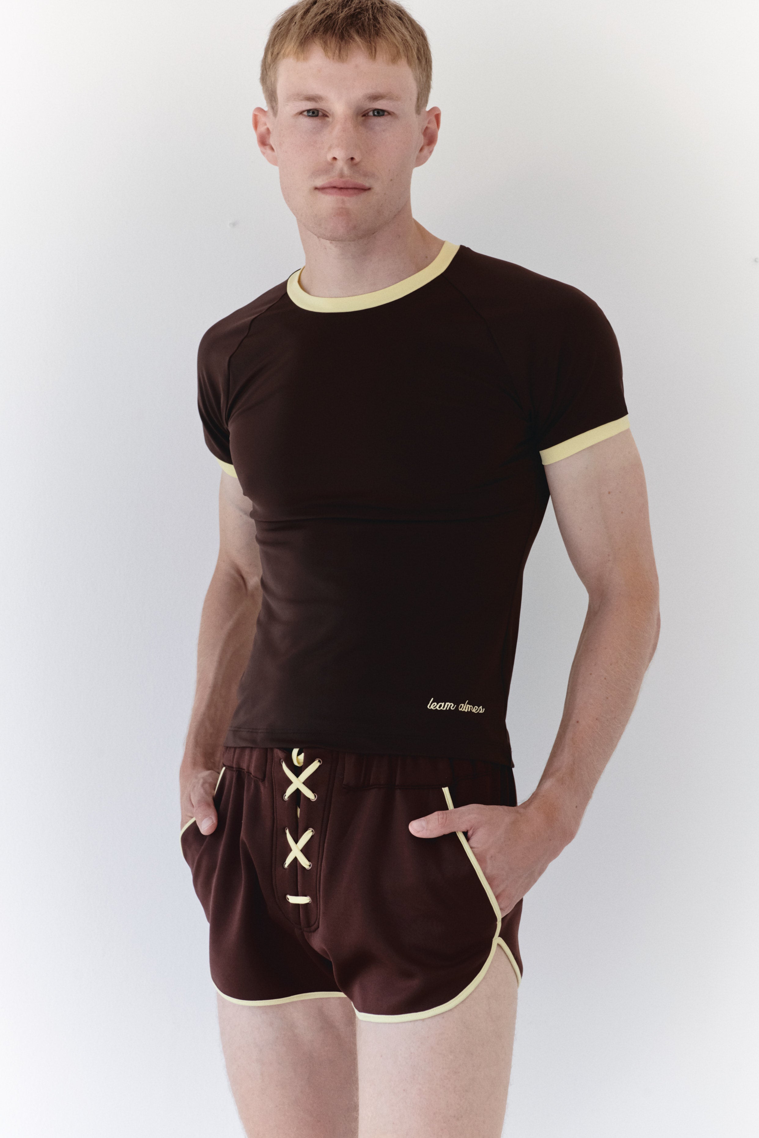 Brown Unisex Mini Lace-up Short