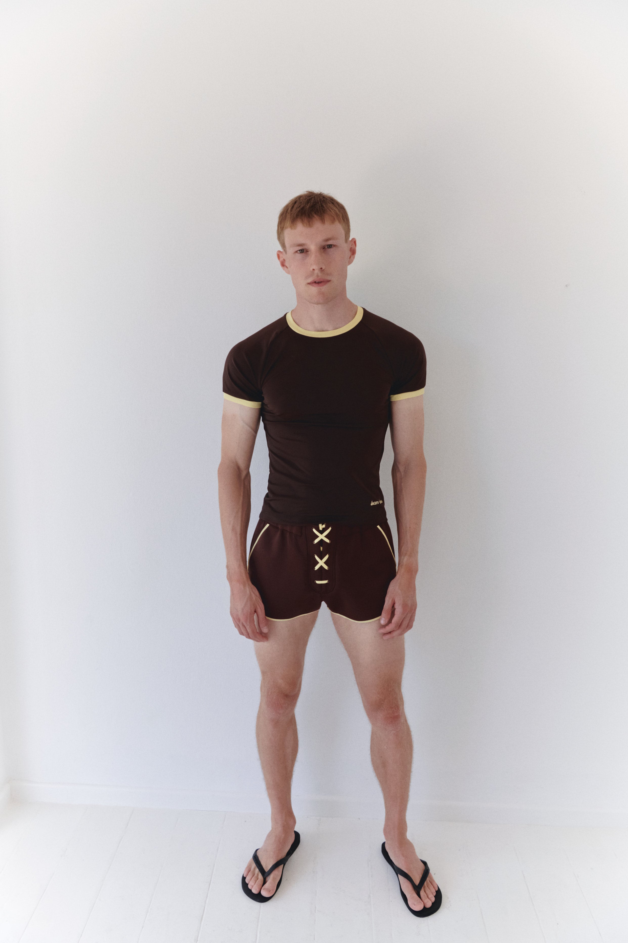 Brown Unisex Mini Lace-up Short