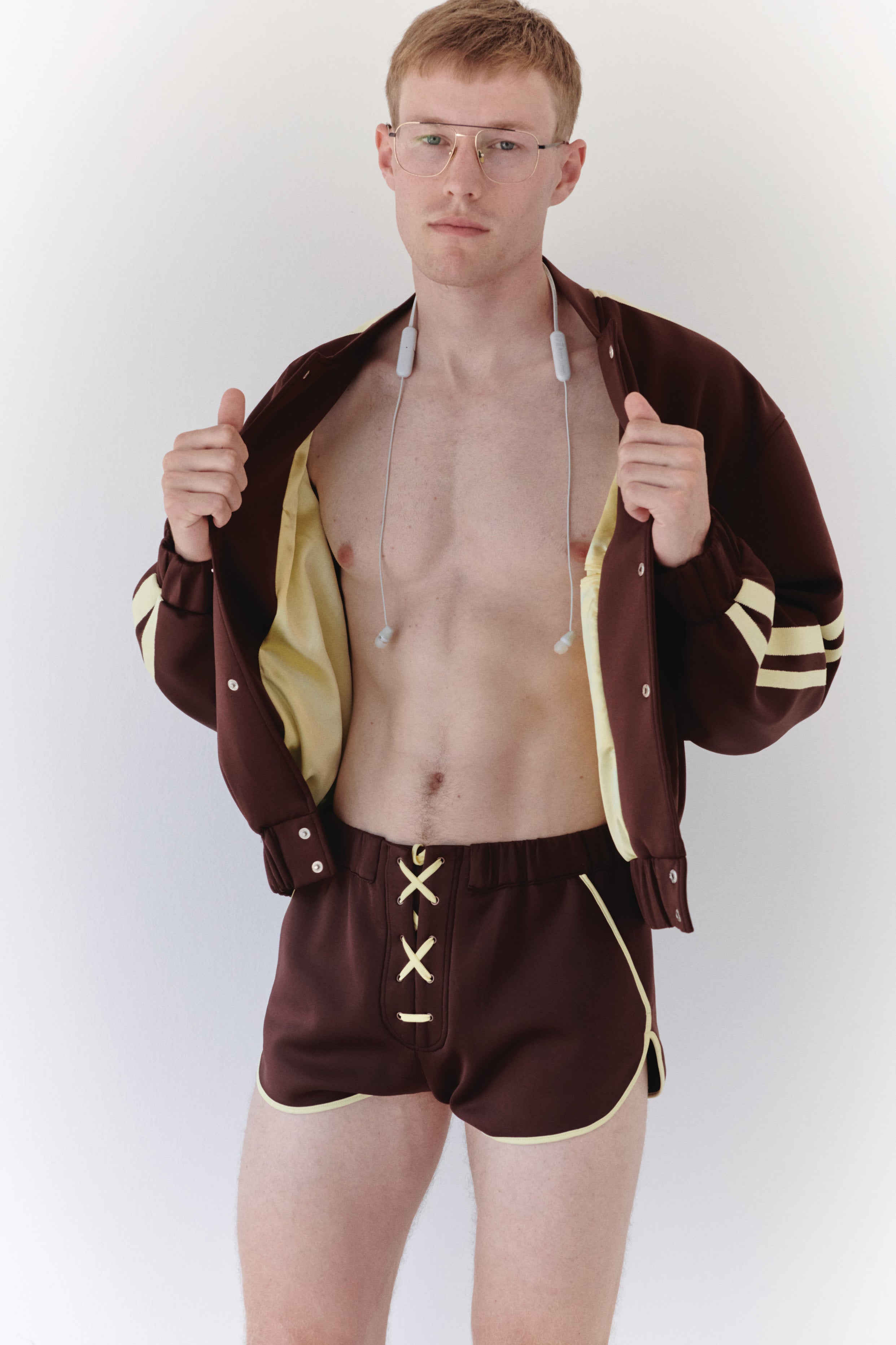 Brown Unisex Mini Lace-up Short