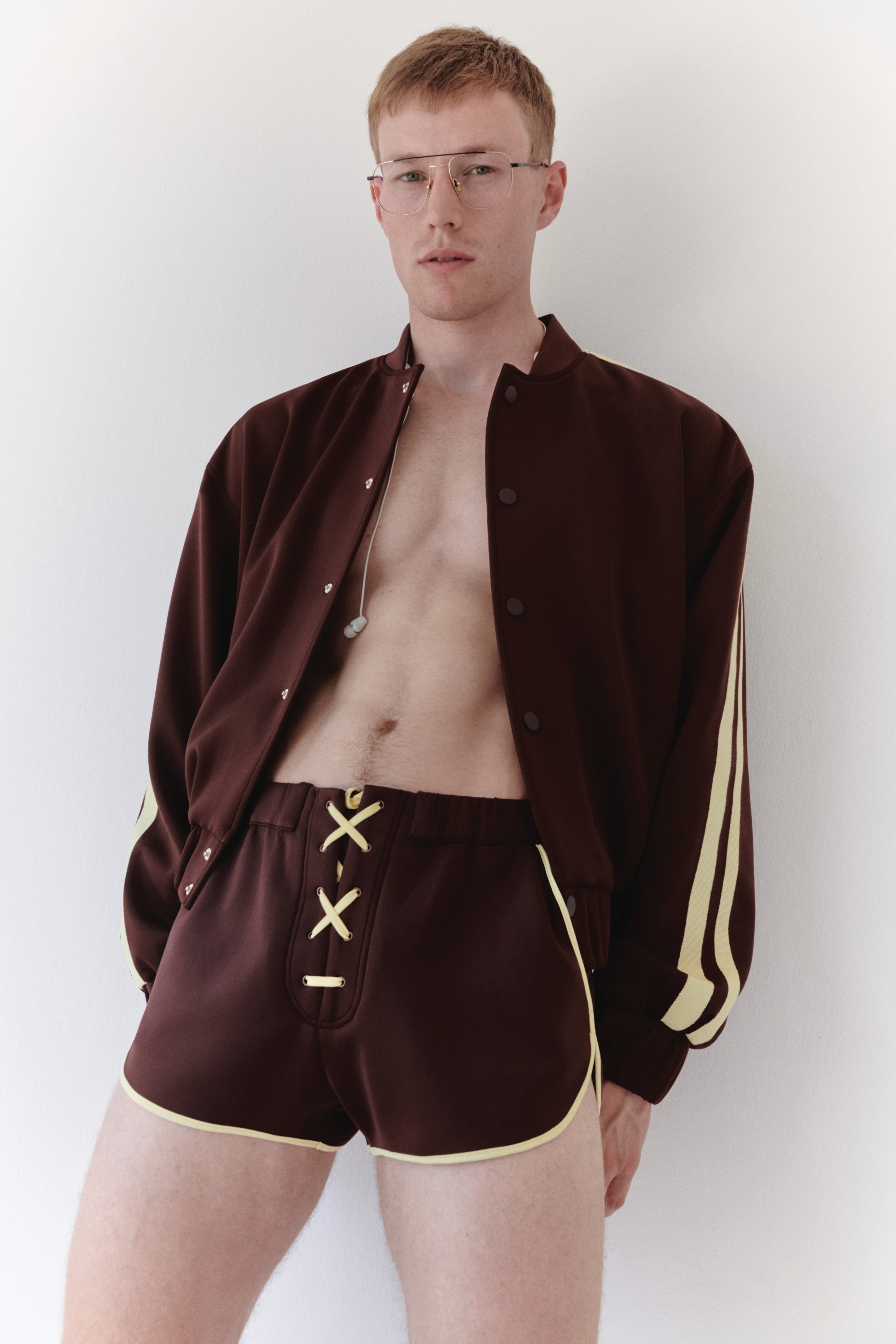 Brown Unisex Mini Lace-up Short