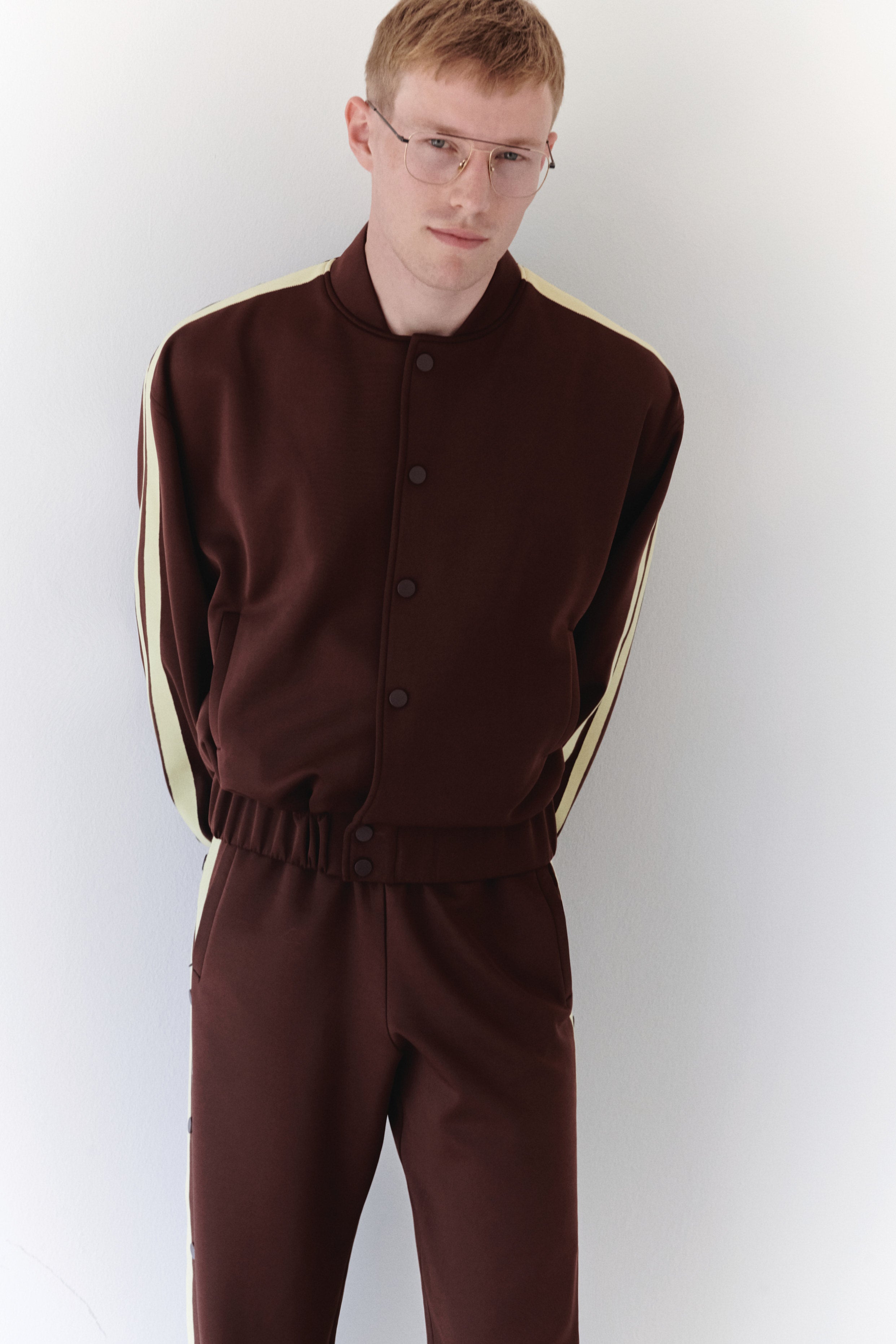 Brown Track Pants With Yellow Stripes