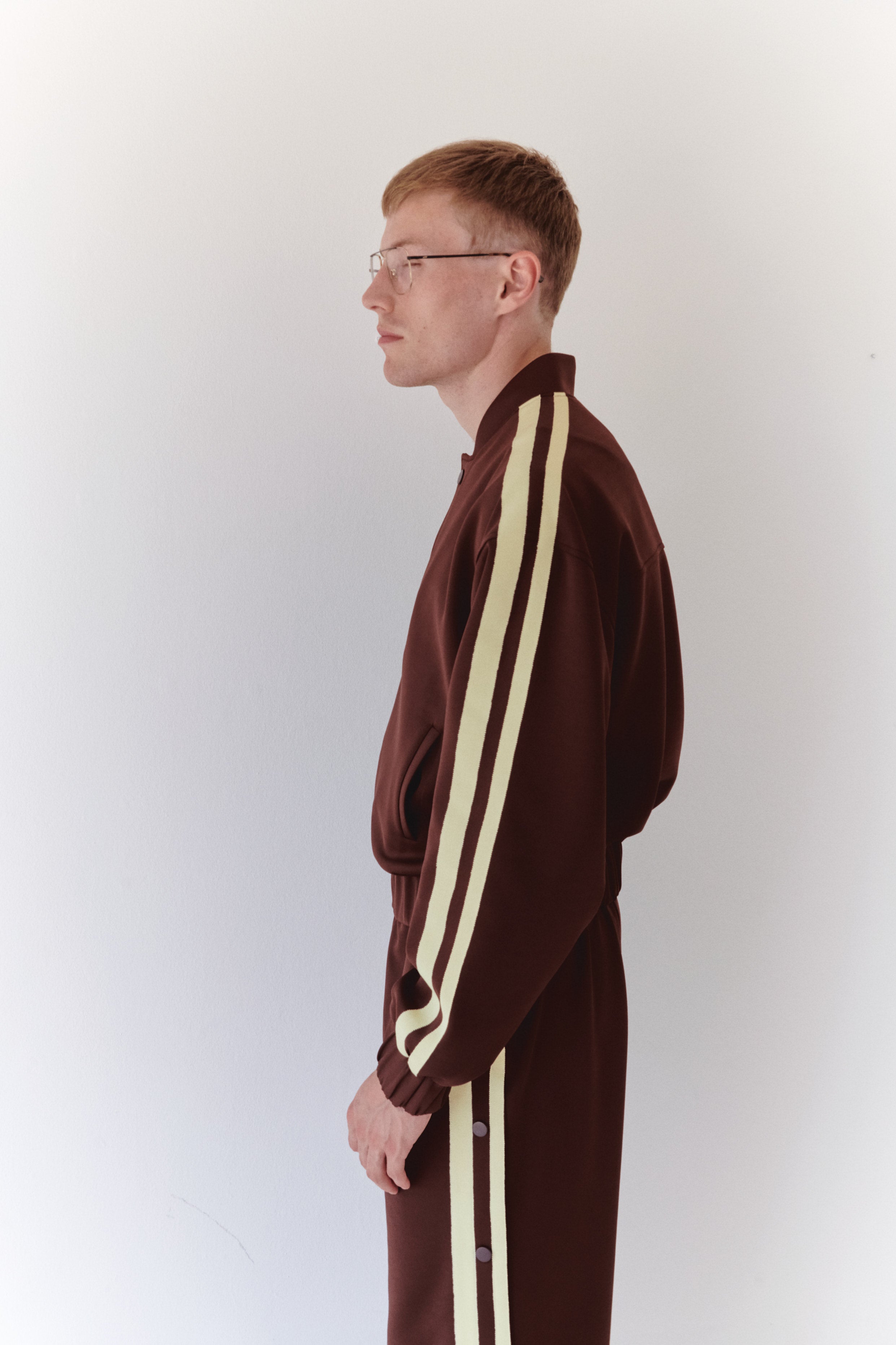 Brown Track Pants With Yellow Stripes