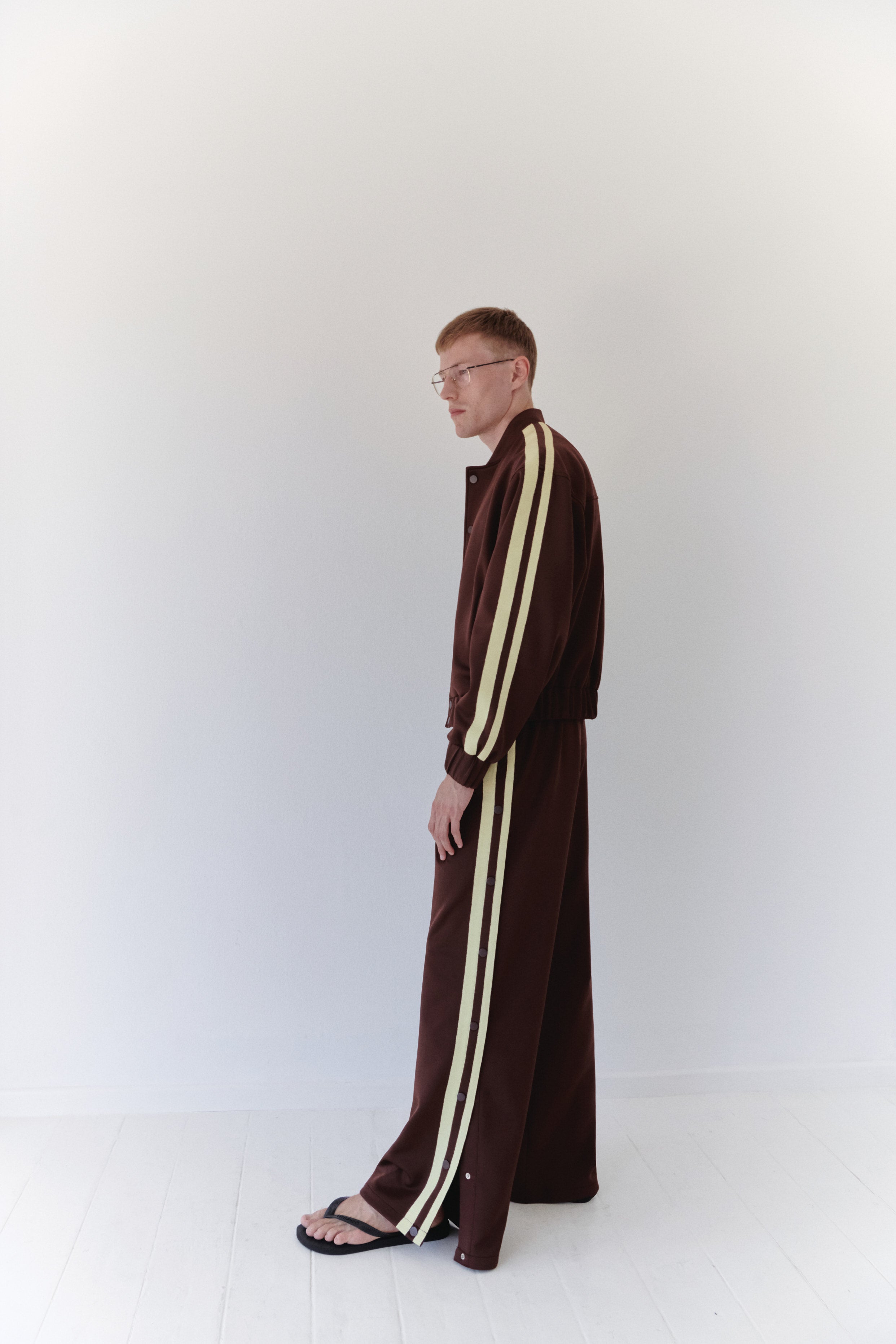 Brown Track Pants With Yellow Stripes