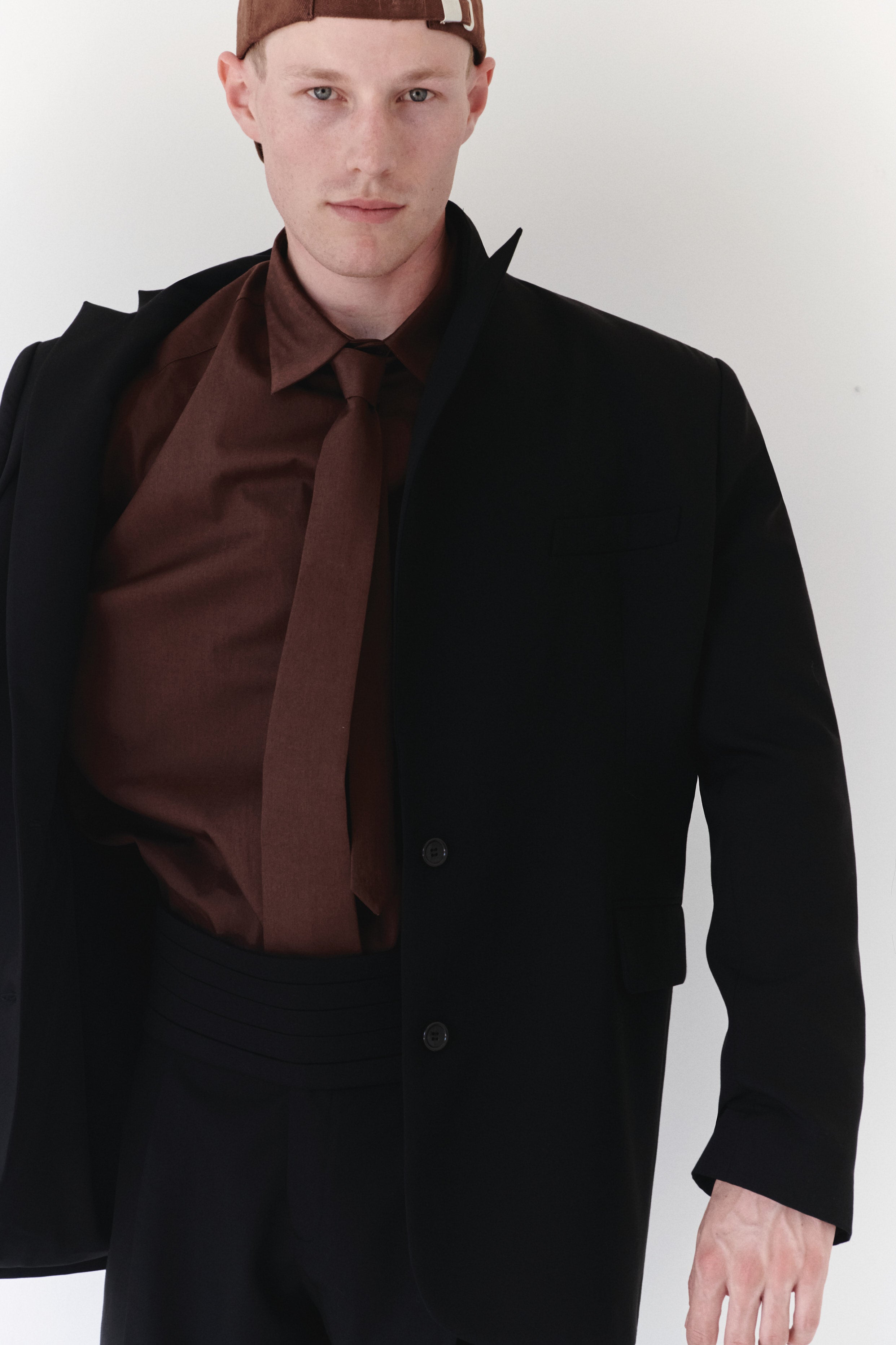 Brown Unisex Oversize Shirt With Tie