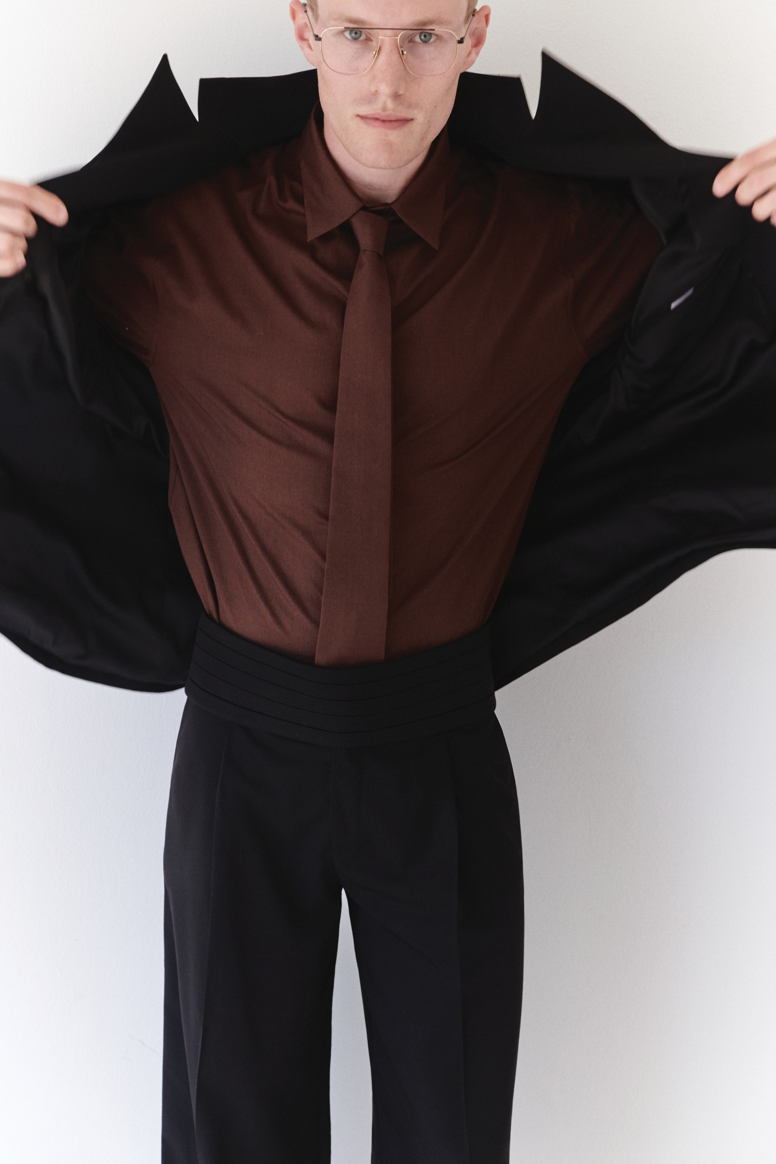 Brown Unisex Oversize Shirt With Tie