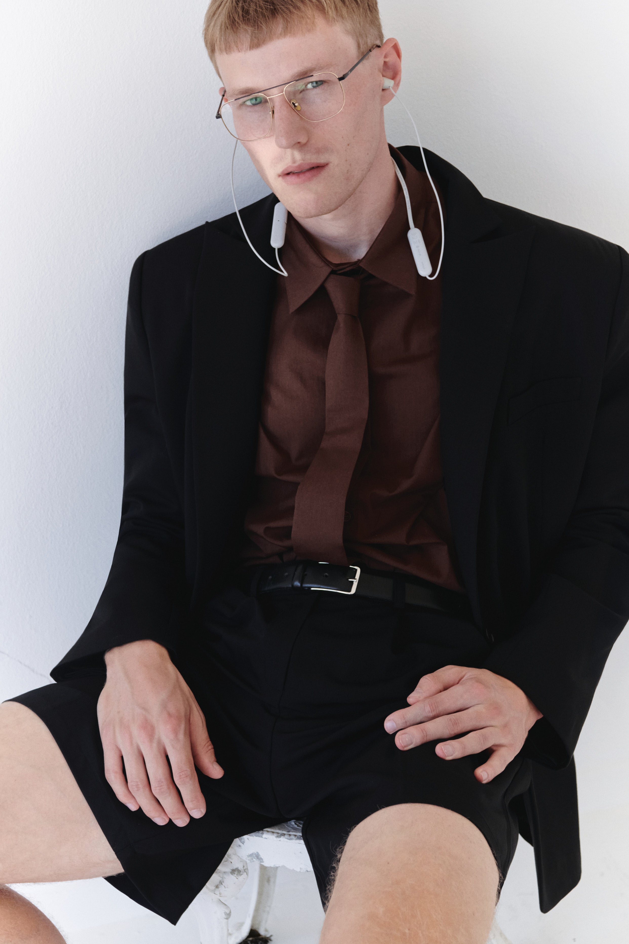 Brown Unisex Oversize Shirt With Tie
