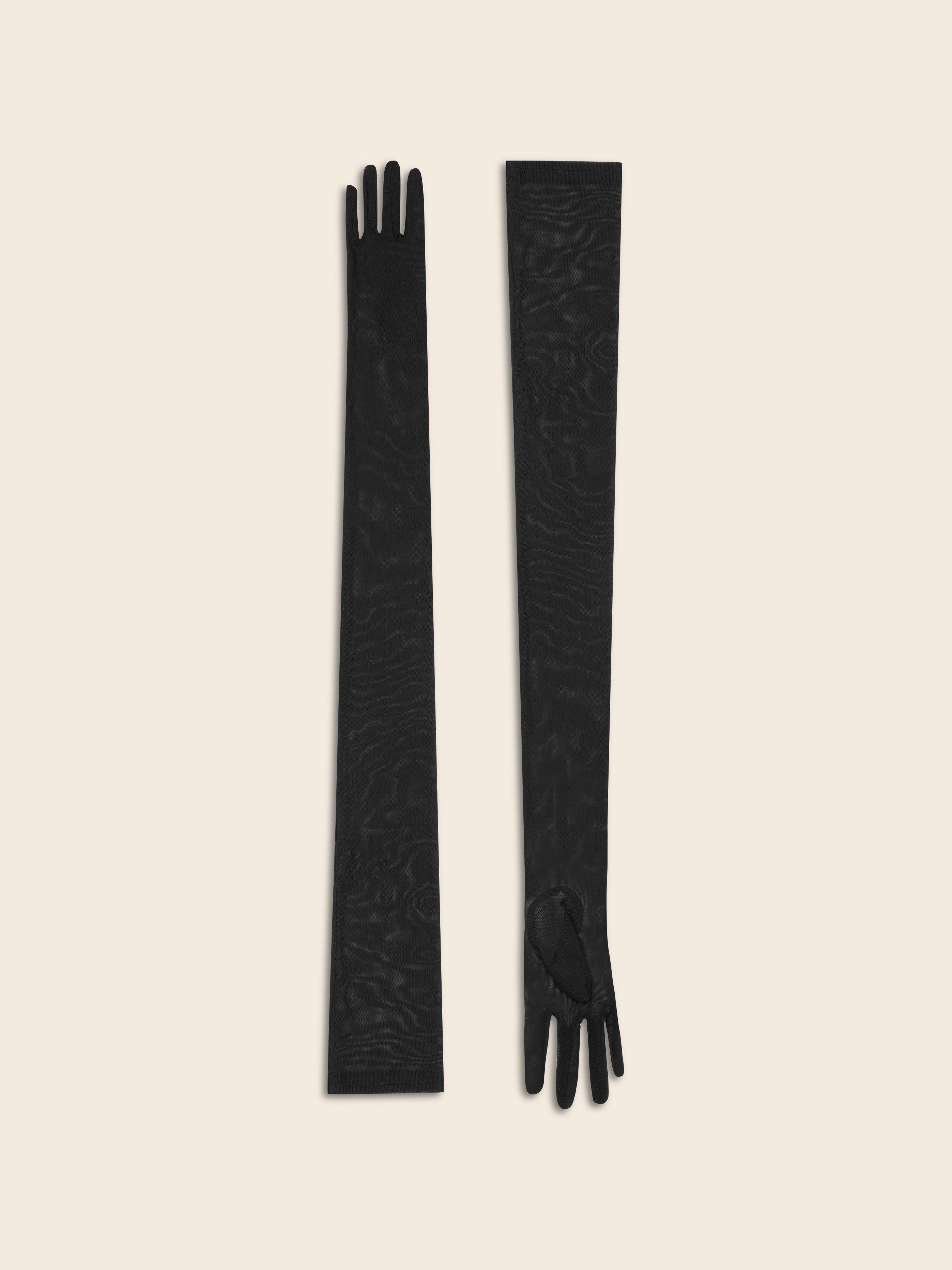 Black Tulle Long Gloves