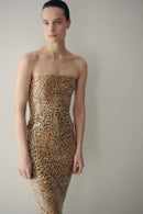 Leopard Print Sequin Midi Dress