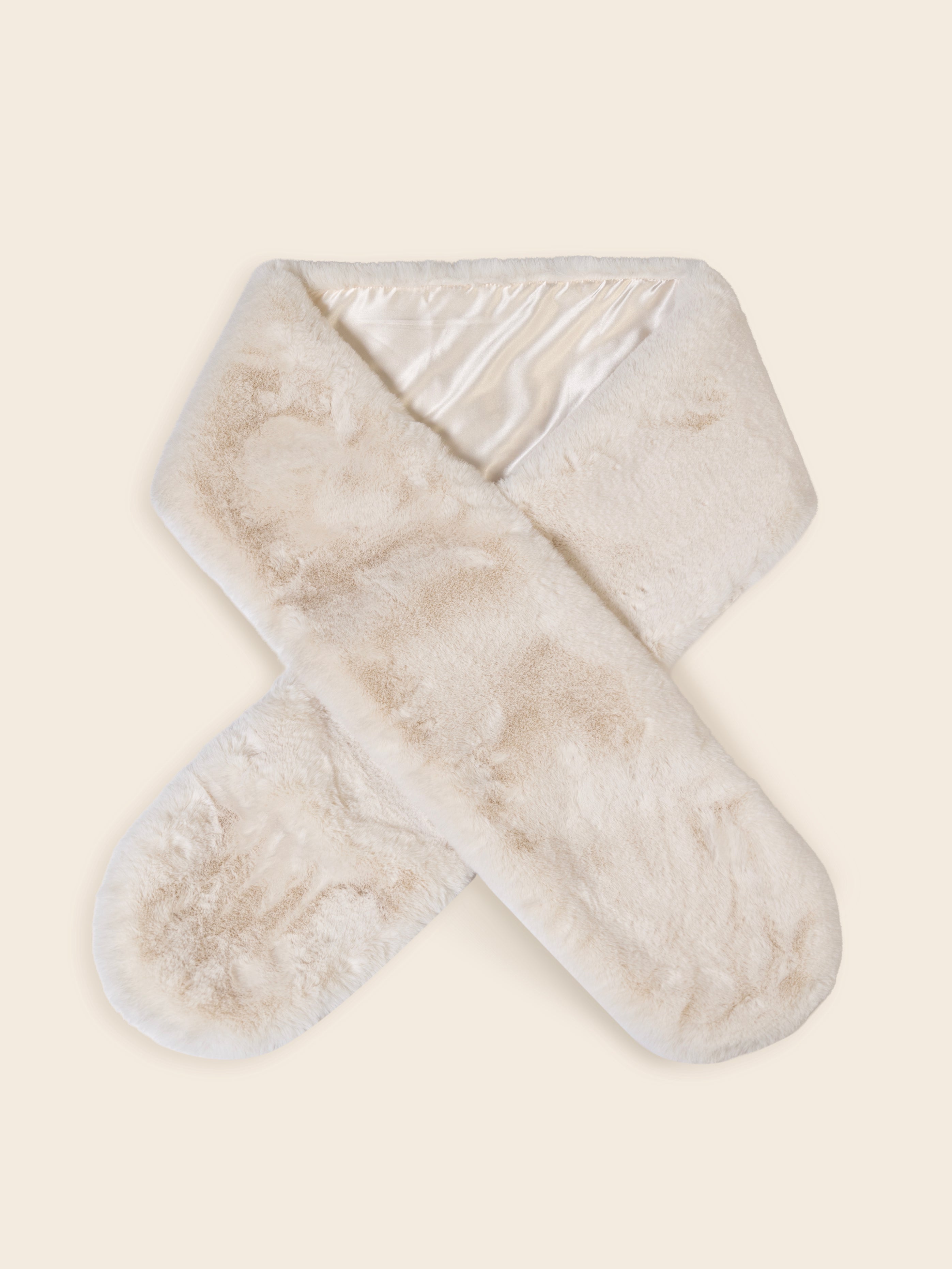 Off White Faux Fur Scarf