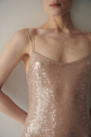 Nude Sequin Long Transparent Dress