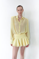 Yellow Chiffon Shirt Dress