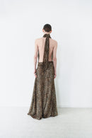 Leopard Print Chiffon Dress With Side Slit