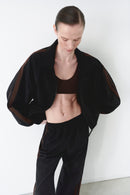 Water Resistant Parachute Bomber Jacket With Brown Stripes