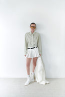 Çağla Yeşili Unisex Oversize Kravatlı Gömlek