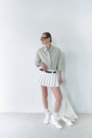 Çağla Yeşili Unisex Oversize Kravatlı Gömlek
