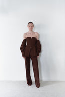 Brown Shirt Top With Attached Corset