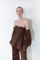 Brown Shirt Top With Attached Corset