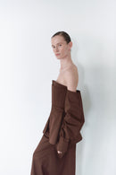 Brown Shirt Top With Attached Corset