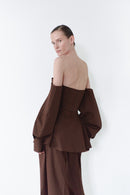 Brown Shirt Top With Attached Corset