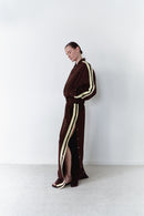 Brown Track Pants With Yellow Stripes