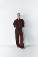 Brown Track Pants With Yellow Stripes